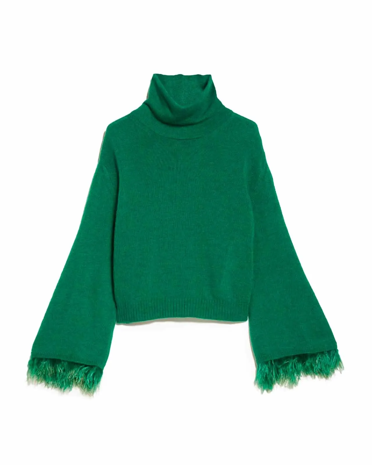 Maglione Polo collo alto piume verde