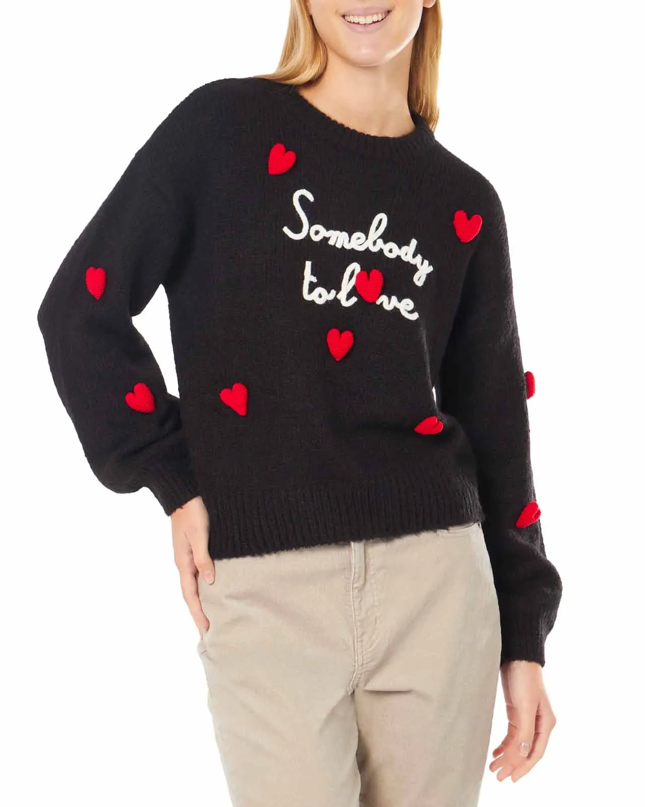 Maglione Somebody to Love nero cuori