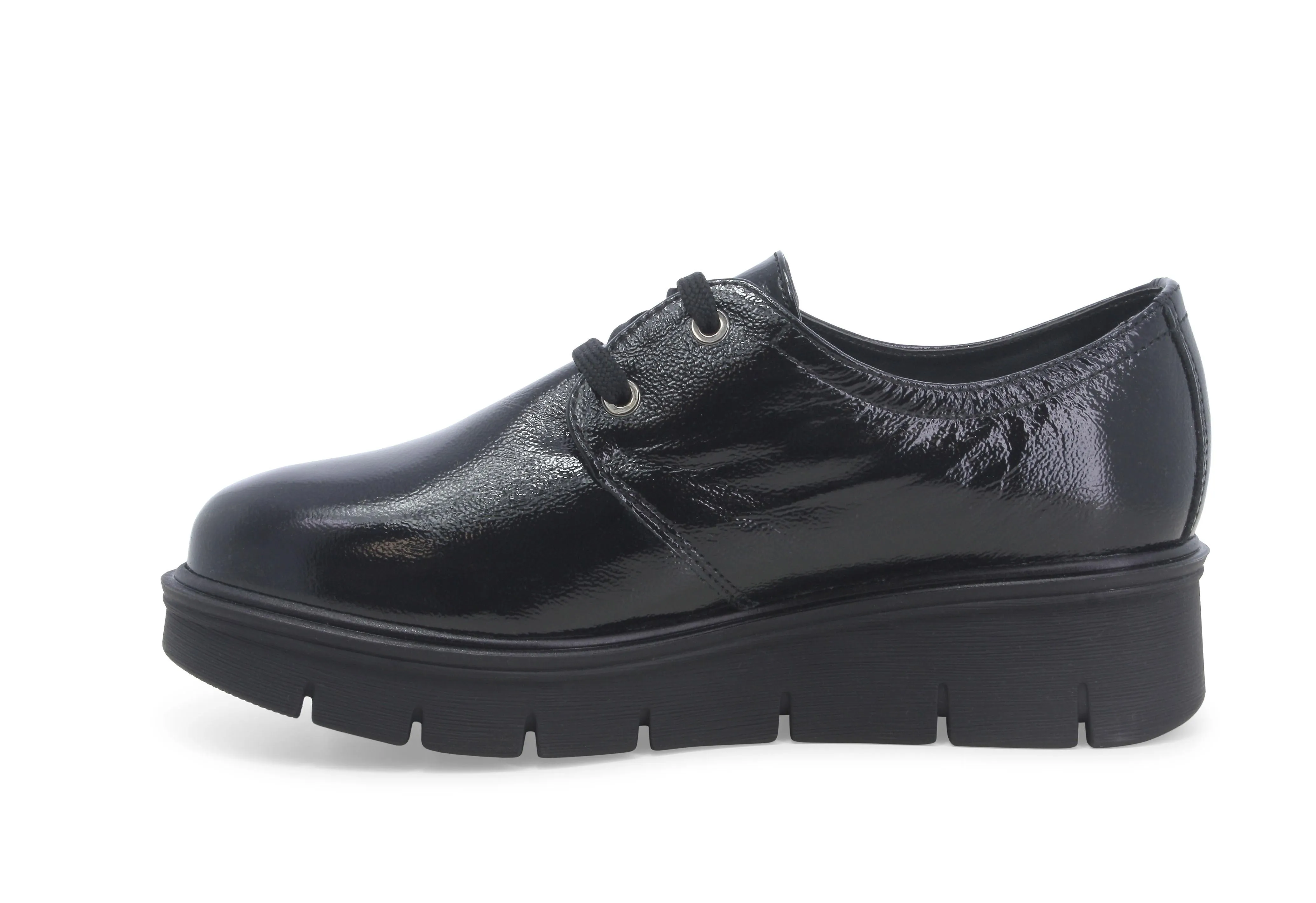 Melluso Donna Scarpe Stringate Invernali Zeppa Tomaia Vernice