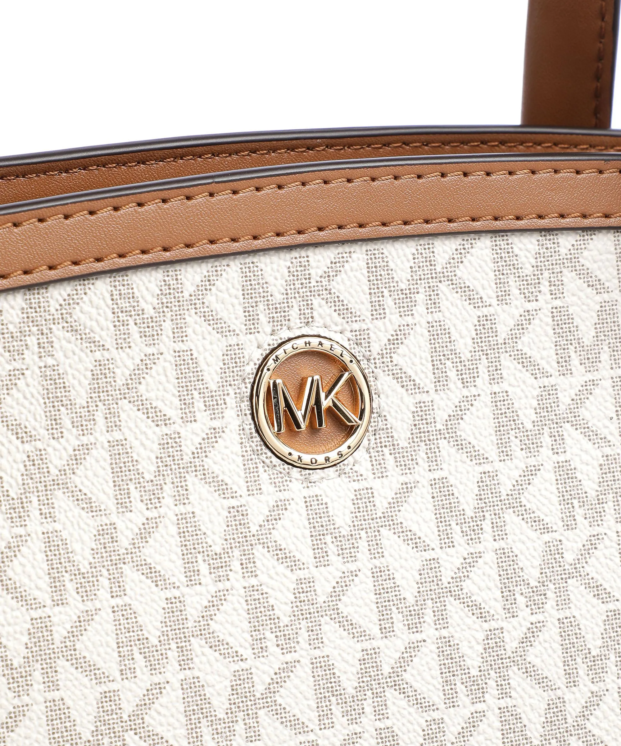  Michael Kors Chantal Borsa shopper tela, pelle di vacchetta grana marrone/avorio  