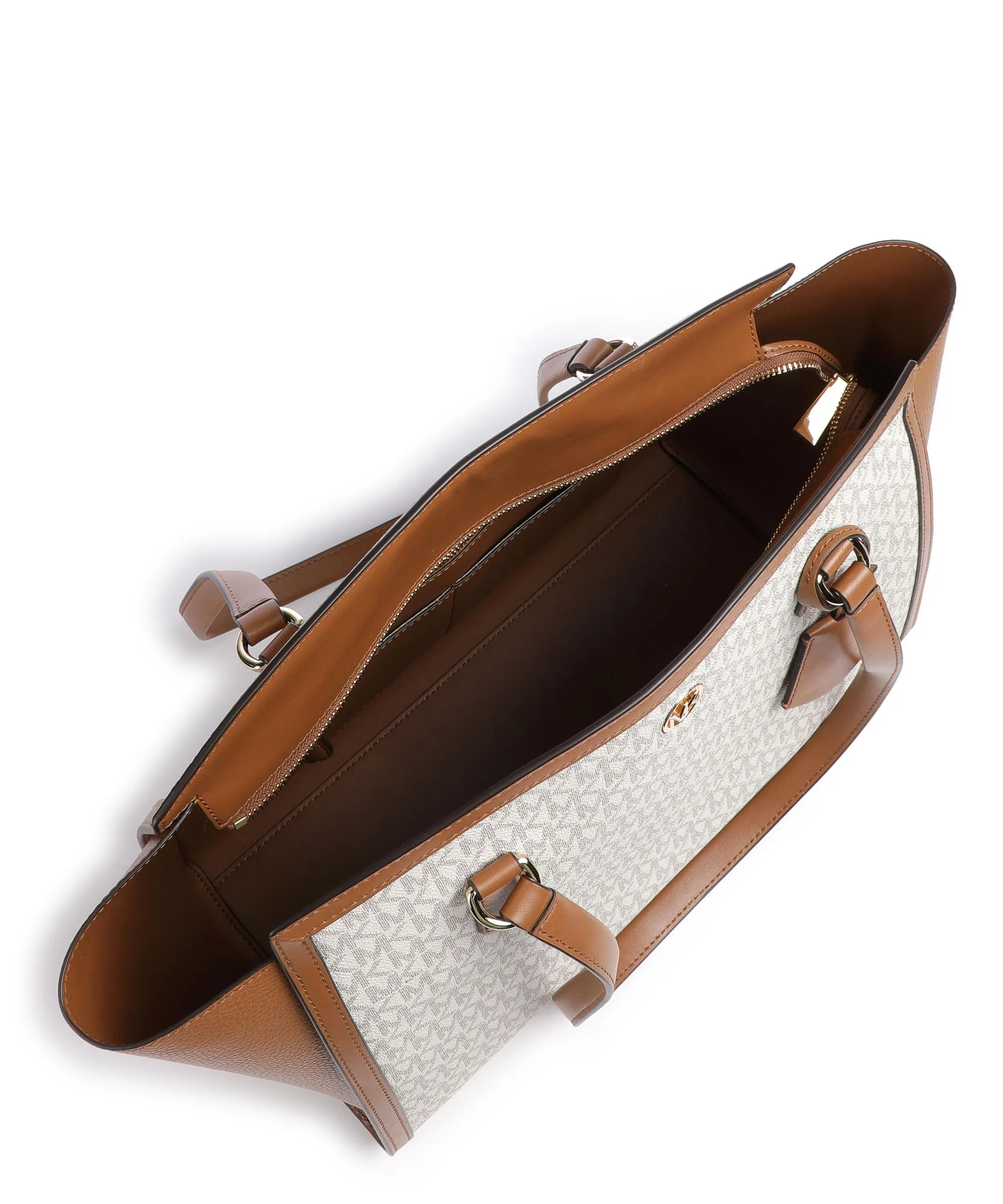  Michael Kors Chantal Borsa shopper tela, pelle di vacchetta grana marrone/avorio  