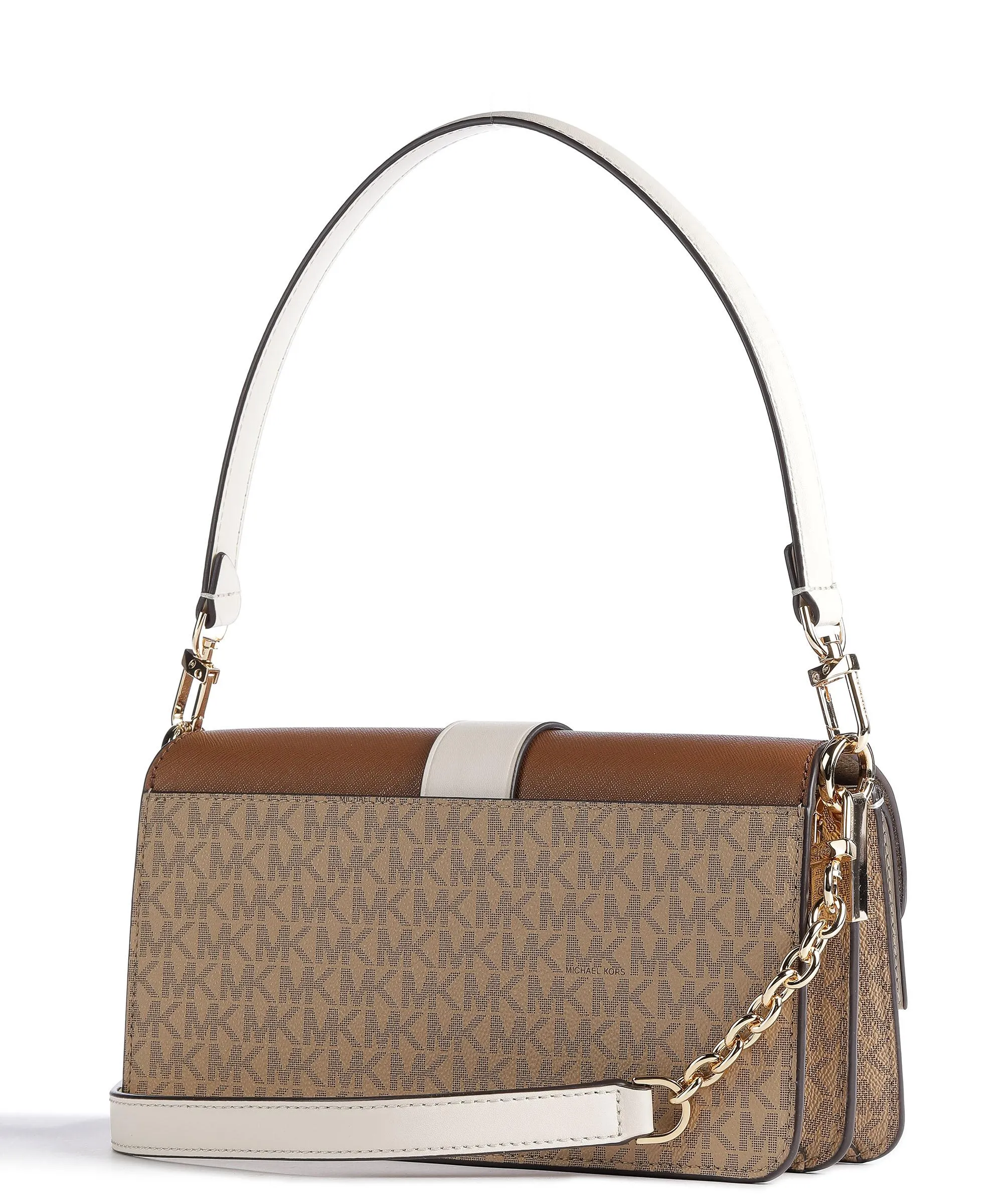  Michael Kors Greenwich Borsa a spalla tela, saffiano leather marrone/beige  