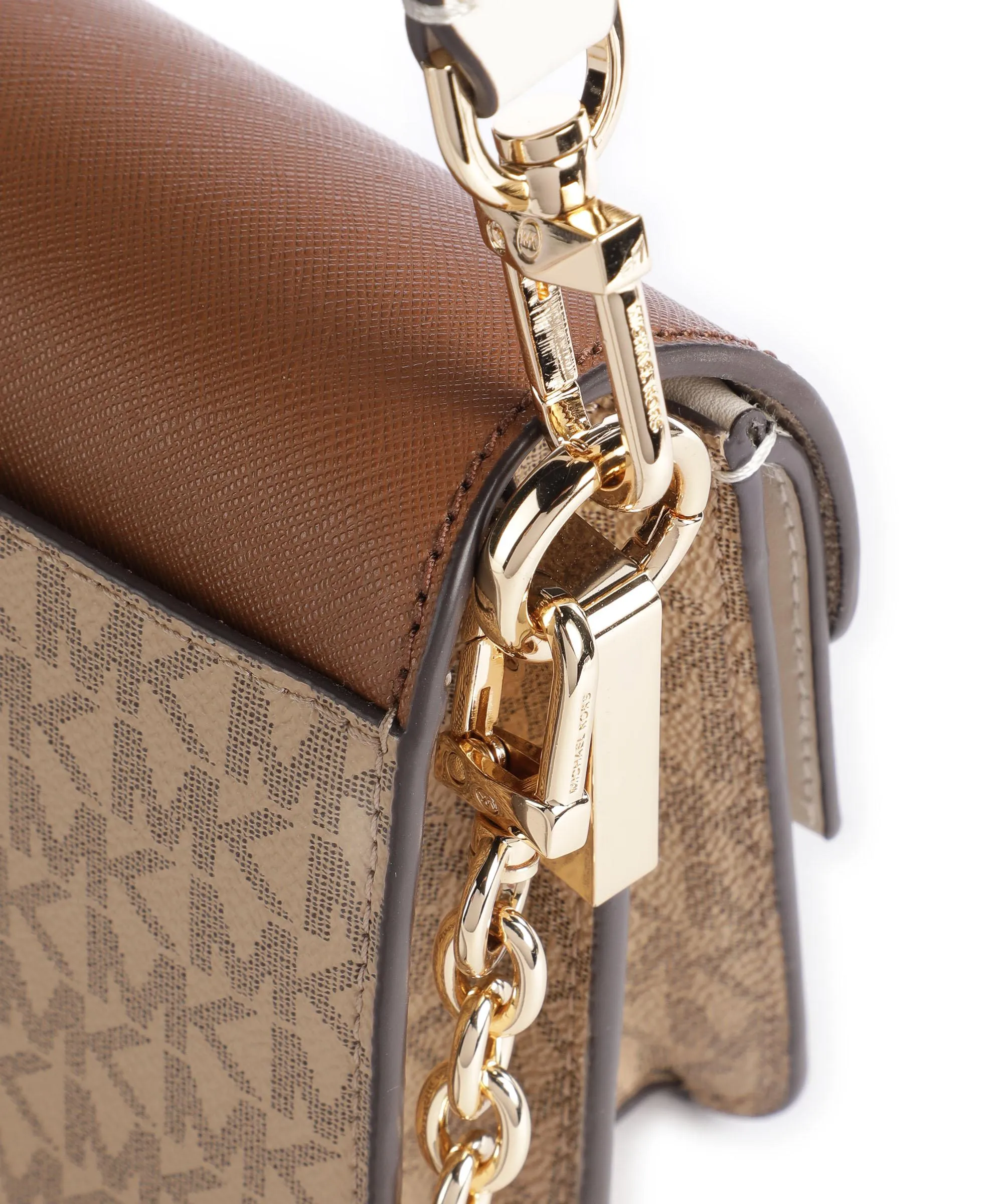  Michael Kors Greenwich Borsa a spalla tela, saffiano leather marrone/beige  