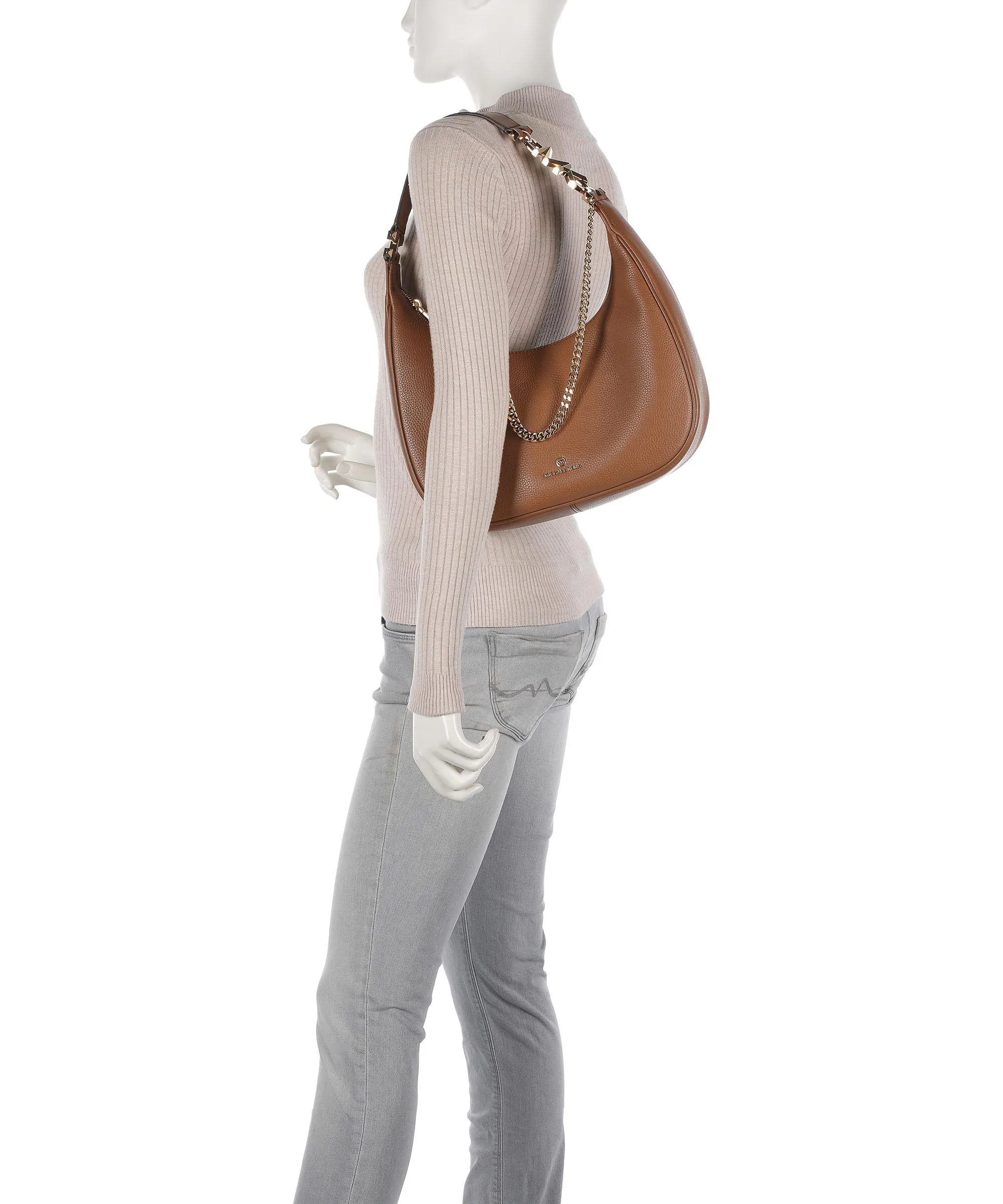  Michael Kors Piper Borsa hobo pelle di vacchetta grana marrone  