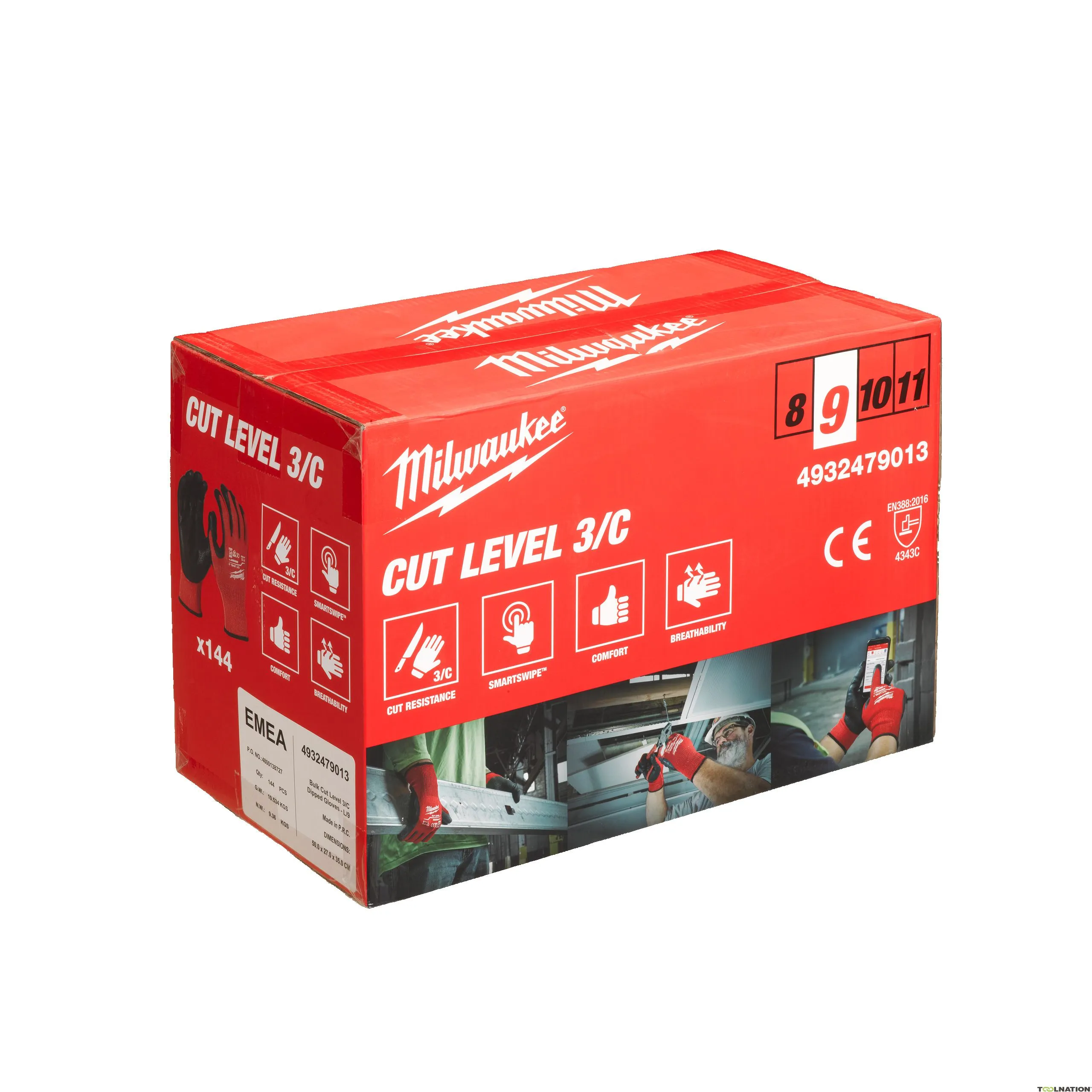 Milwaukee Accessori 4932479013 Guanti C tagliati alla rinfusa - 9/L Per 144 paia