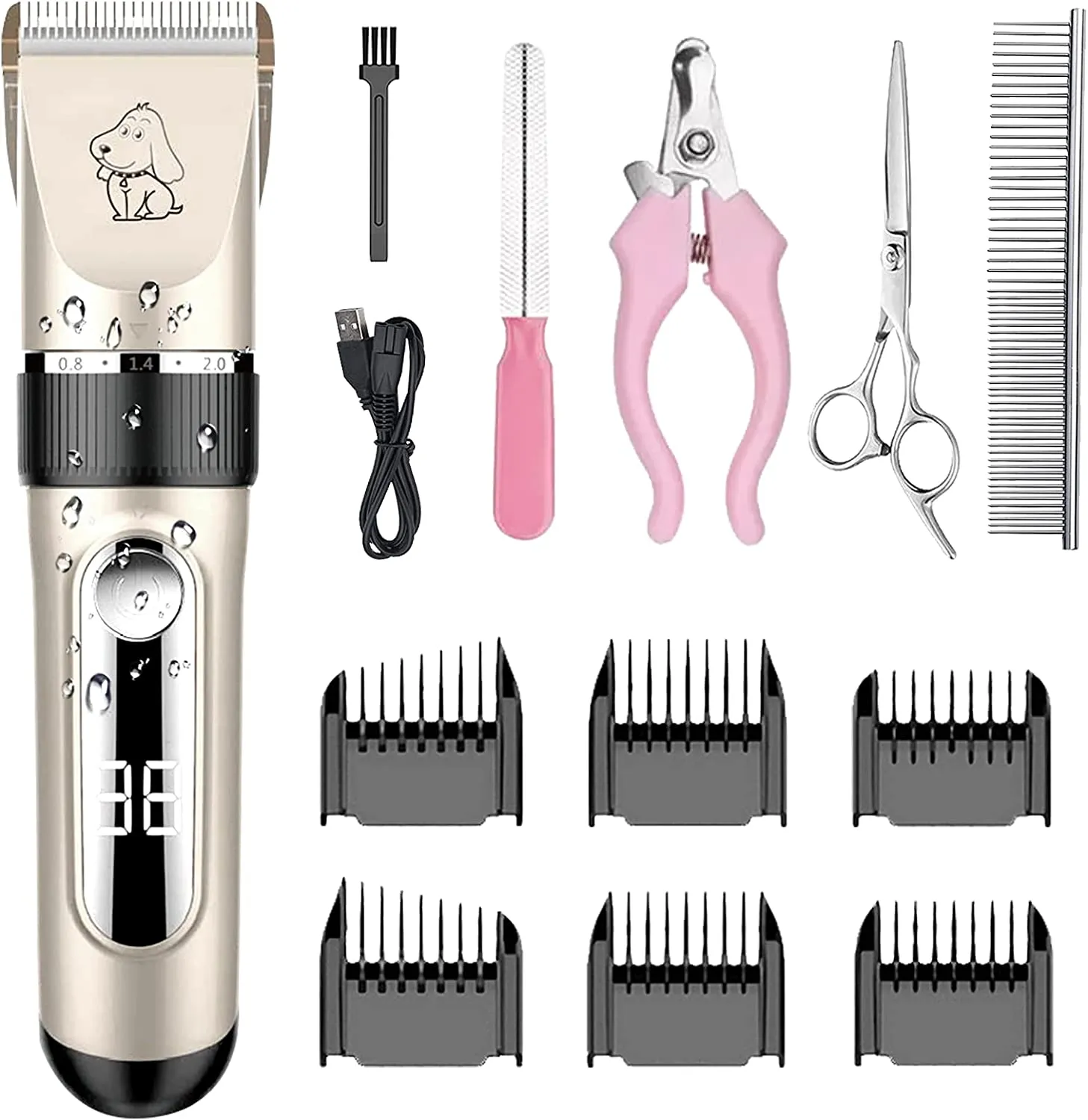 NWOUIIAY Kit Tosatrice Professionale per Cani Tagliacapelli Animali Gatto Ricaricabile Tosatore Elettrico per Impermeabile IPX7 