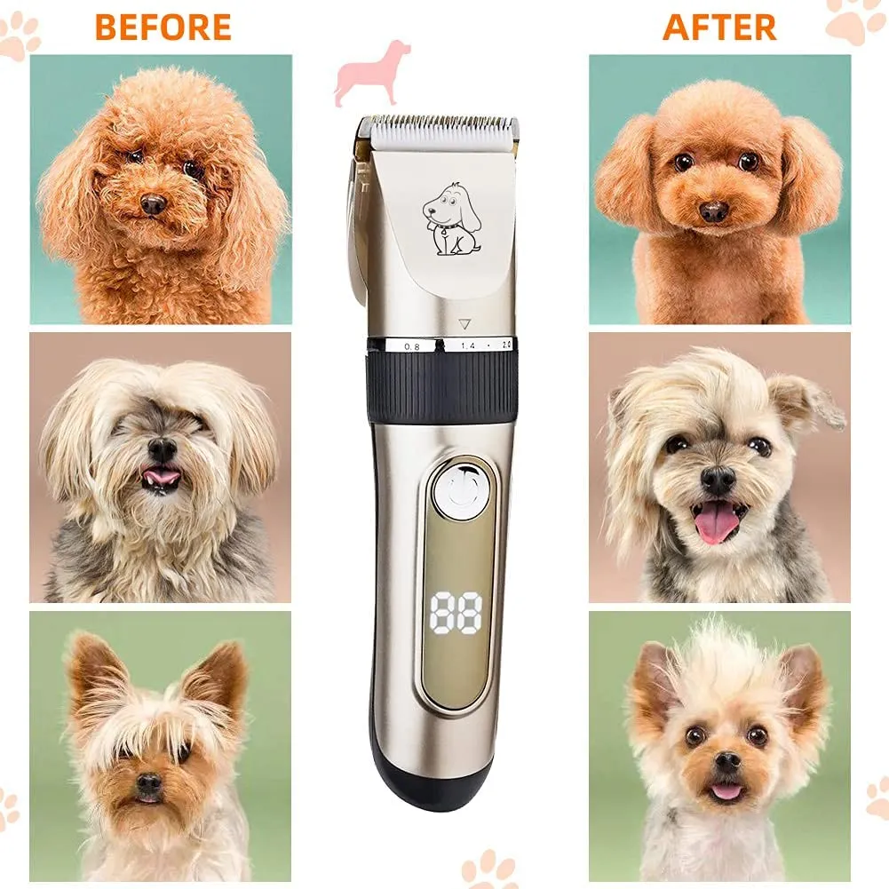 NWOUIIAY Kit Tosatrice Professionale per Cani Tagliacapelli Animali Gatto Ricaricabile Tosatore Elettrico per Impermeabile IPX7 