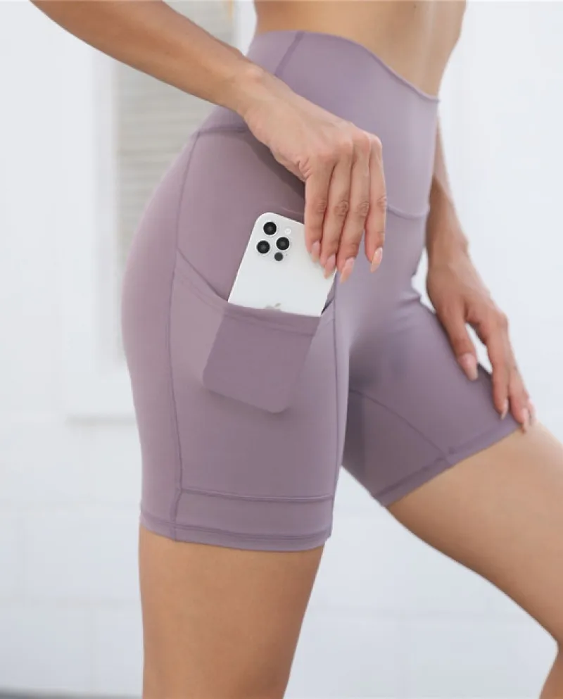 Pantaloncini da ginnastica Donna Nudo Yoga Leggings Sport Ciclismo Calzamaglia Fitness Allenamento Push Up Leggings con tasche Y