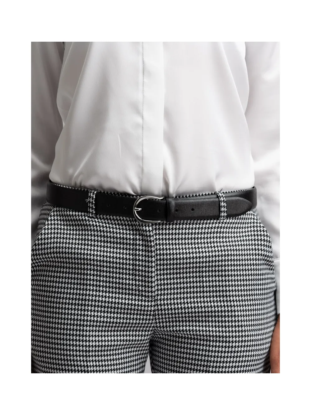 Pantalone donna a sigaretta in tessuto Pied de Poule