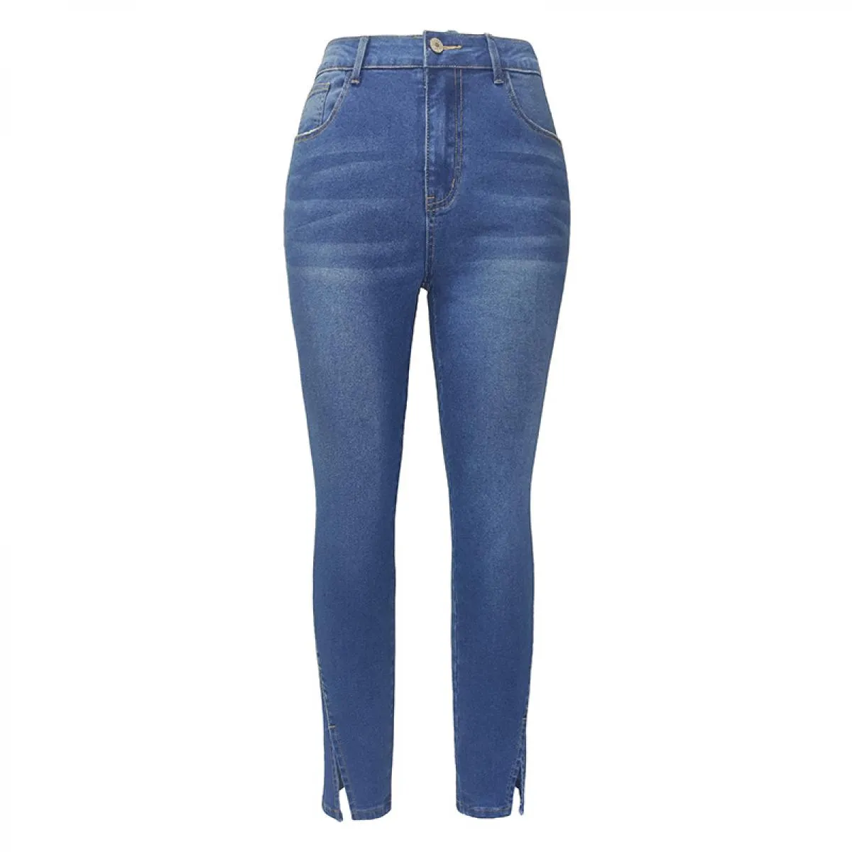 Pantaloni a gamba dritta da donna a vita alta 2023 nuovi pantaloni a gamba divisa laterale elasticizzata in denim retrò Jeans a