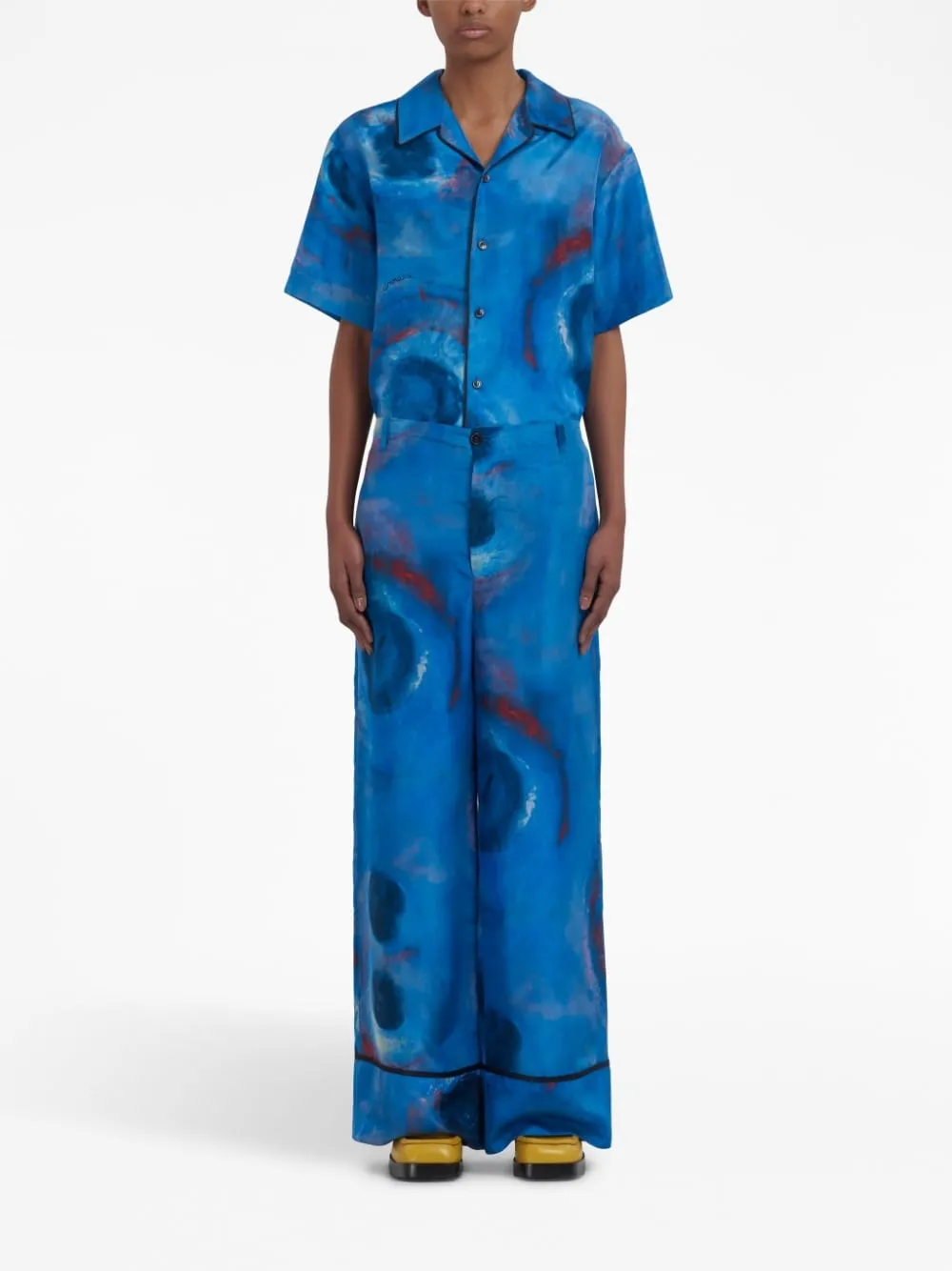 Pantaloni a vita alta in blu - donna