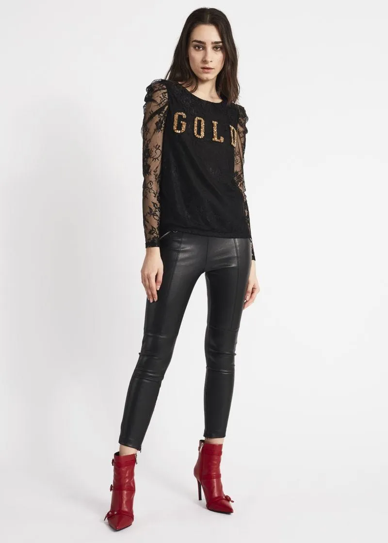 Pantaloni biker effetto pelle
