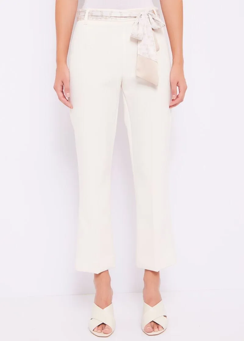 Pantaloni cropped con cintura in raso