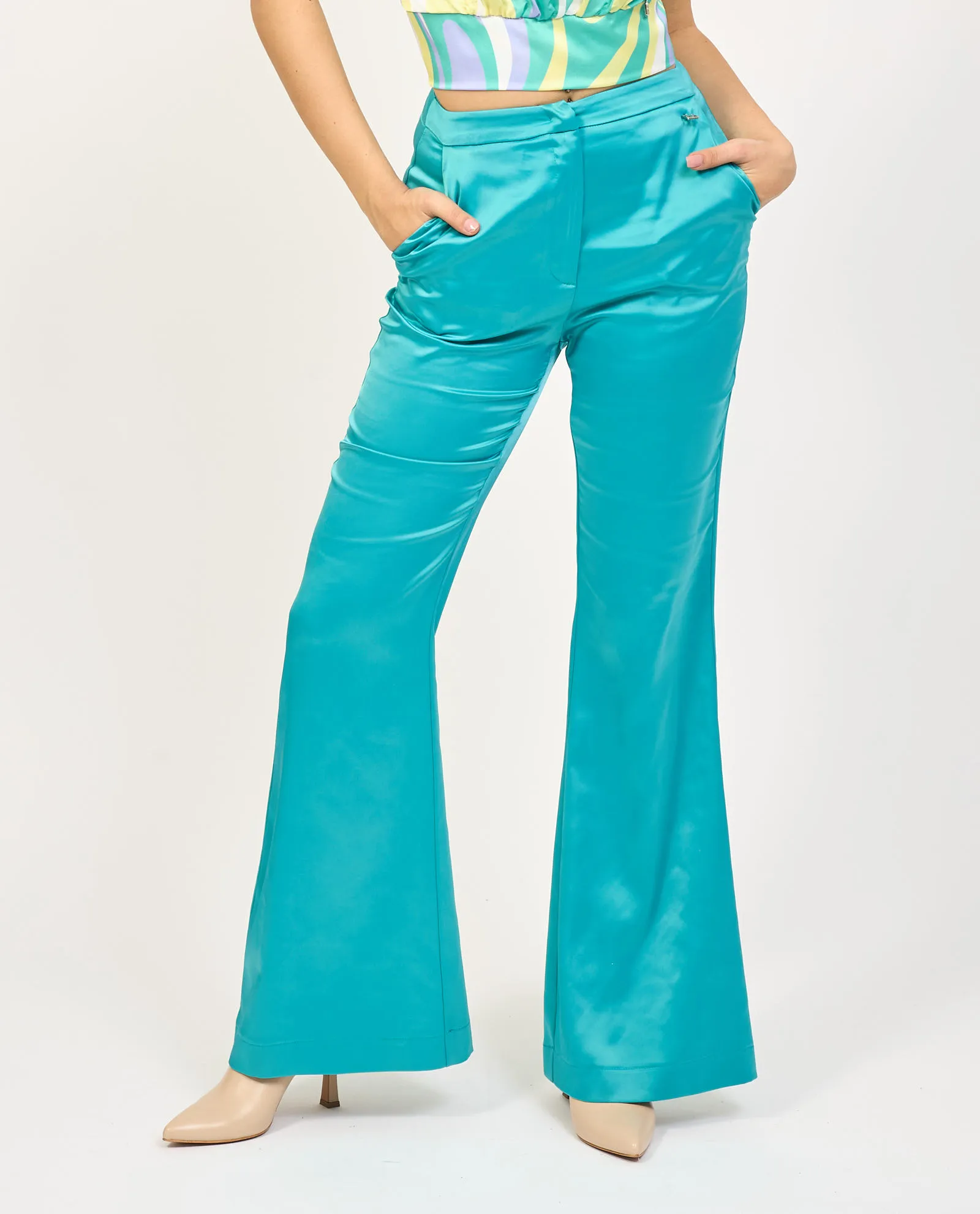 Pantaloni donna Fracomina modello palazzo in raso