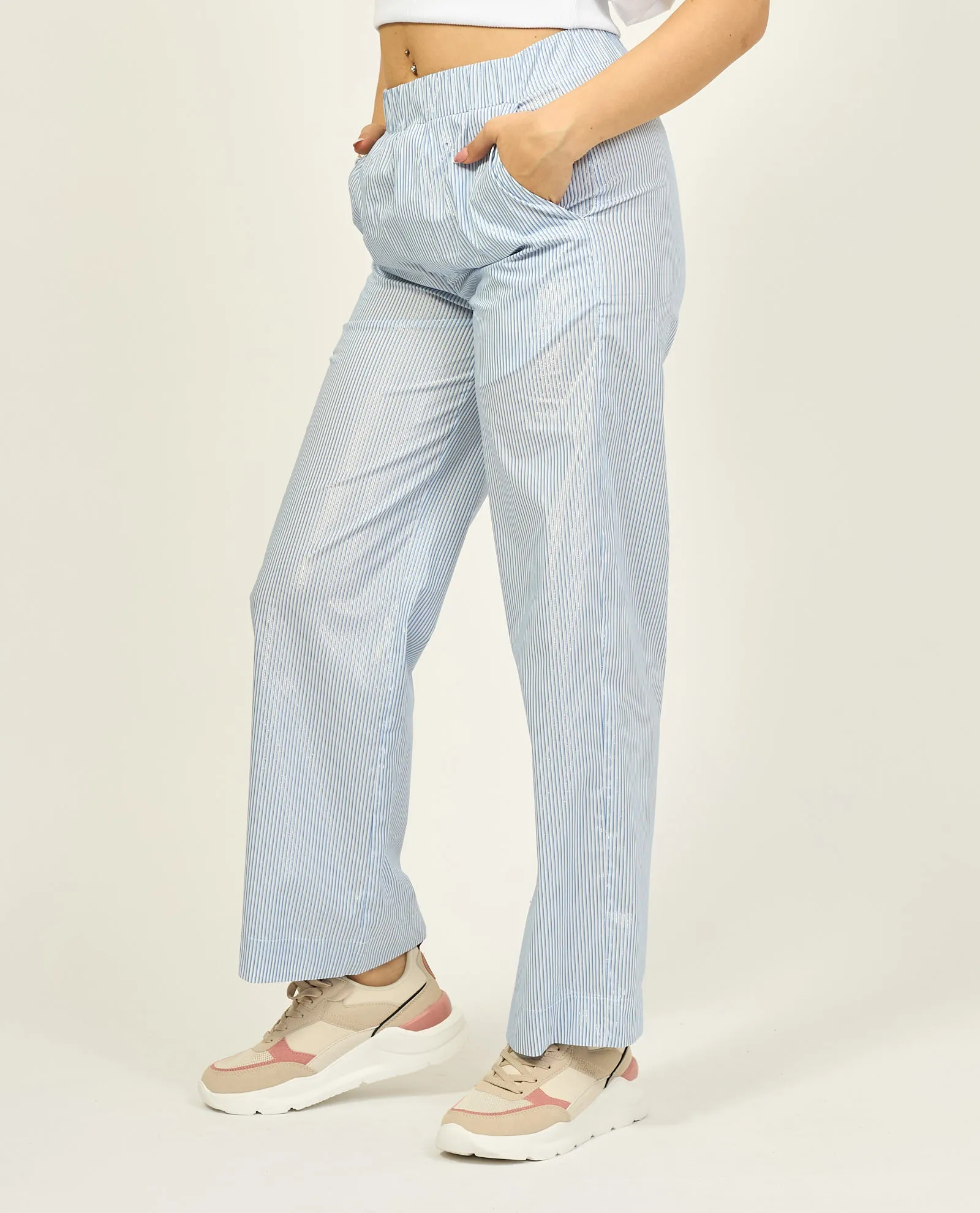 Pantaloni donna Jijil in cotone con righino
