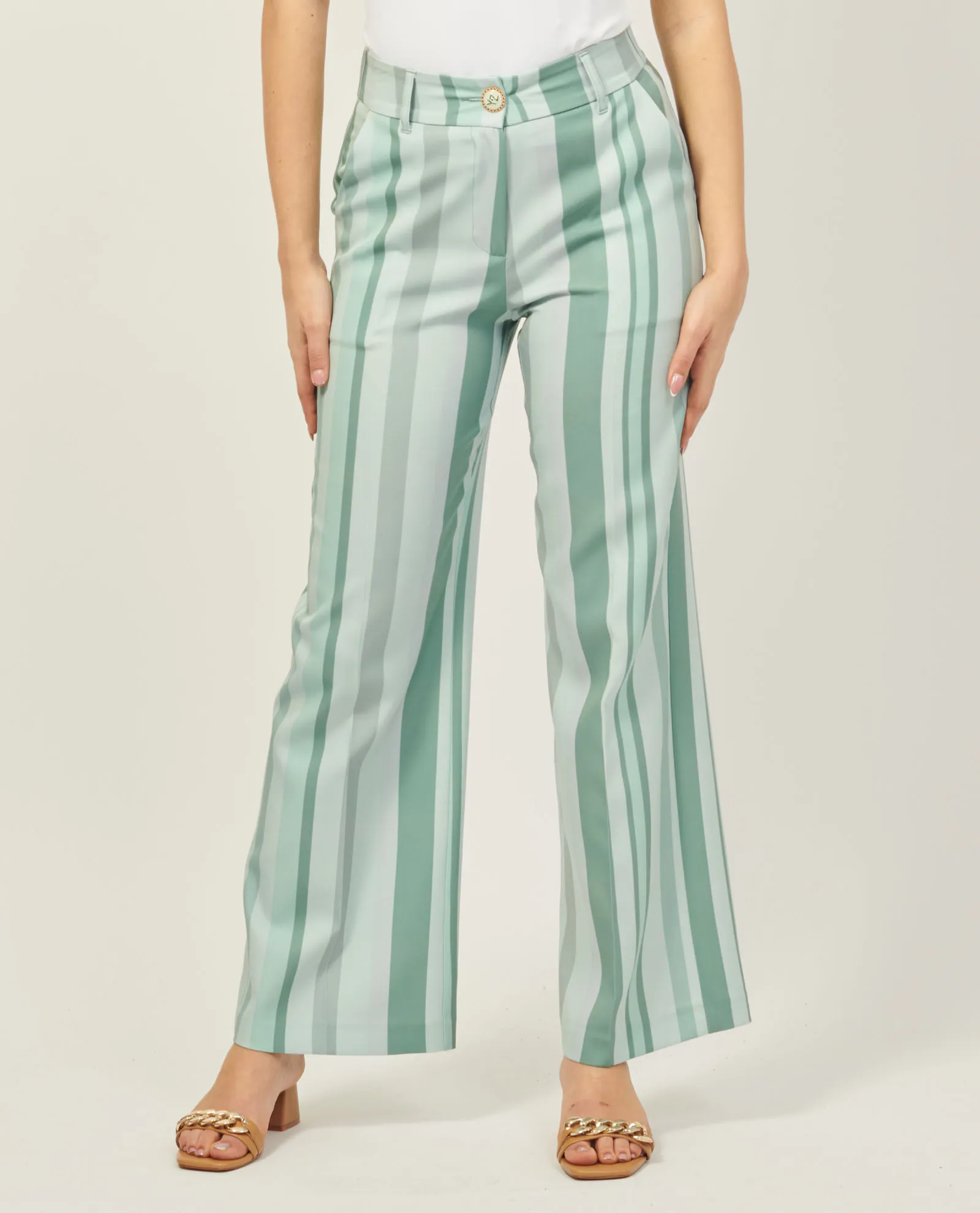 Pantaloni donna Yes Zee con vita arricciata dietro