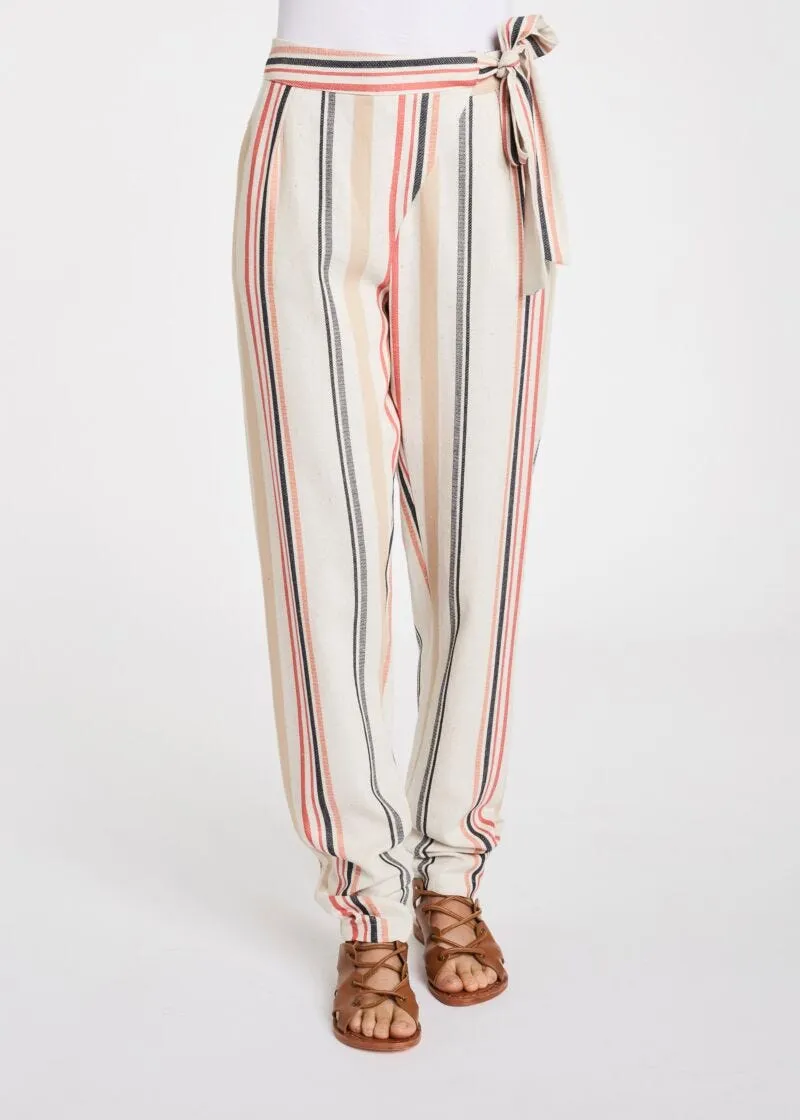Pantaloni in lino a righe