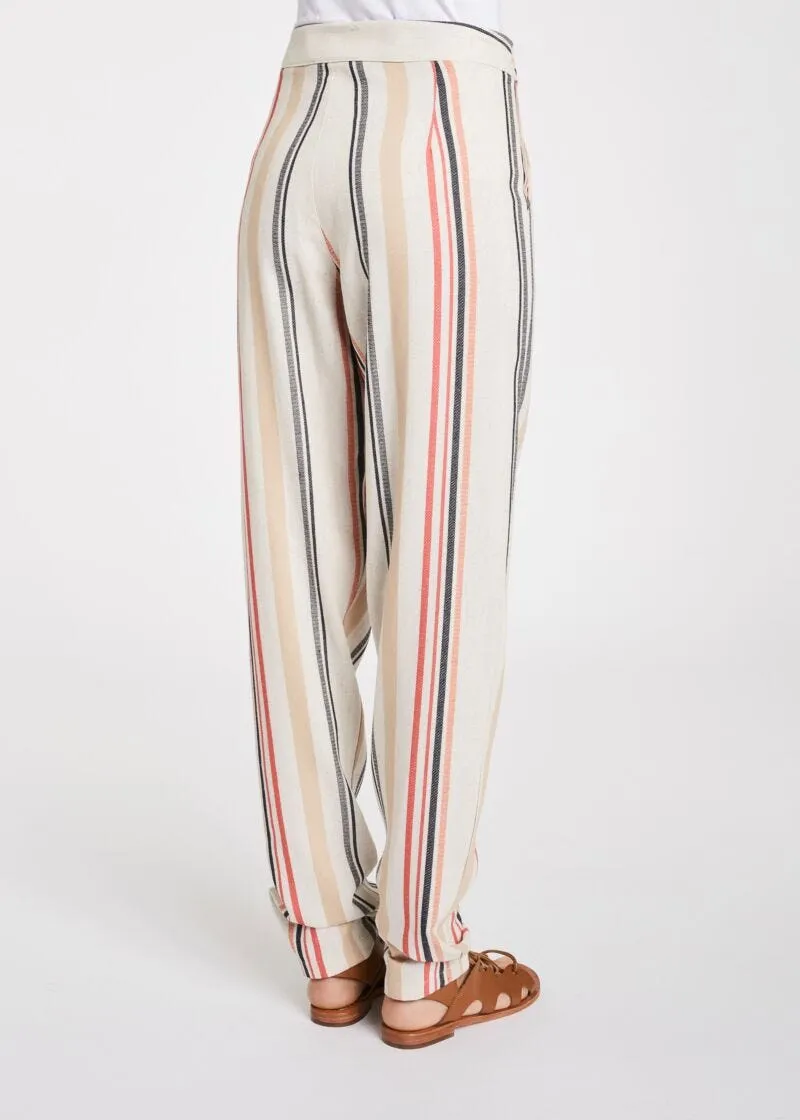 Pantaloni in lino a righe