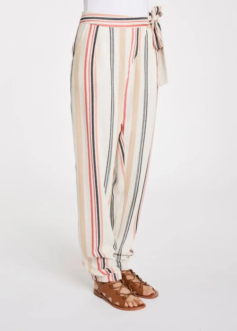 Pantaloni in lino a righe