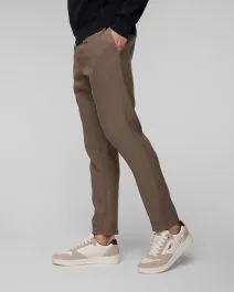 Pantaloni marroni in lino da uomo Dondup