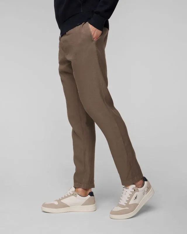 Pantaloni marroni in lino da uomo Dondup