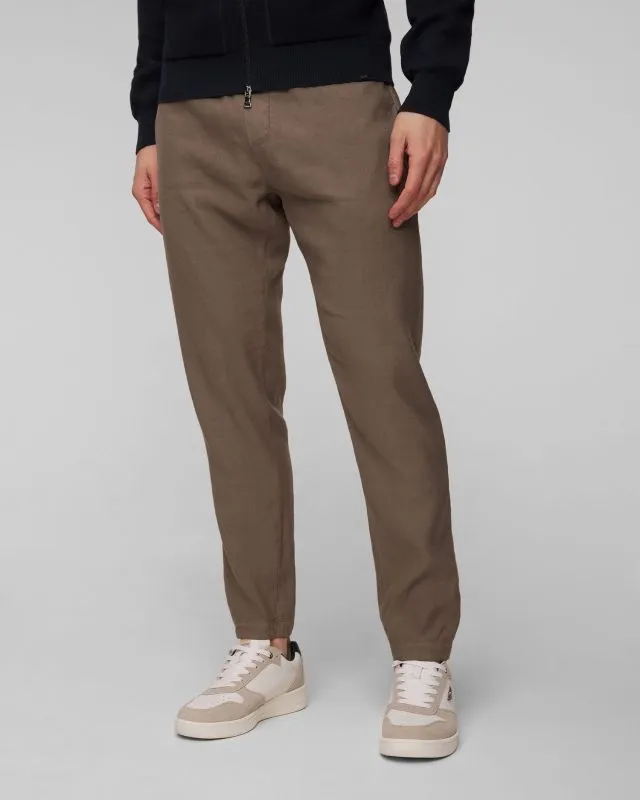 Pantaloni marroni in lino da uomo Dondup