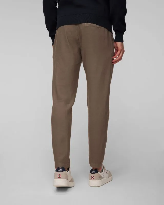 Pantaloni marroni in lino da uomo Dondup