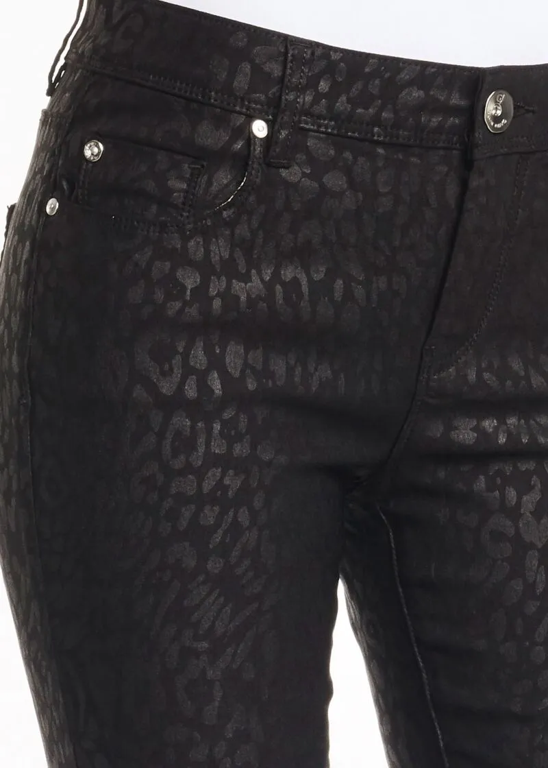 Pantaloni skinny con stampa animalier