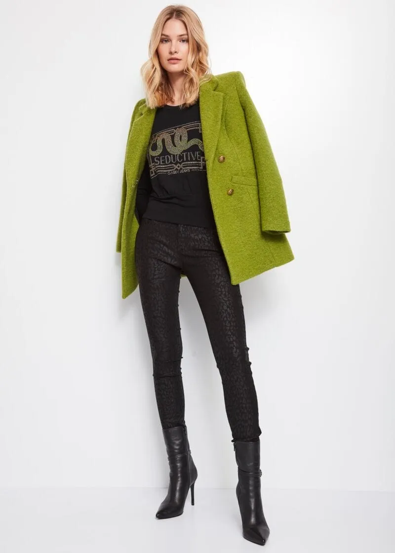 Pantaloni skinny con stampa animalier
