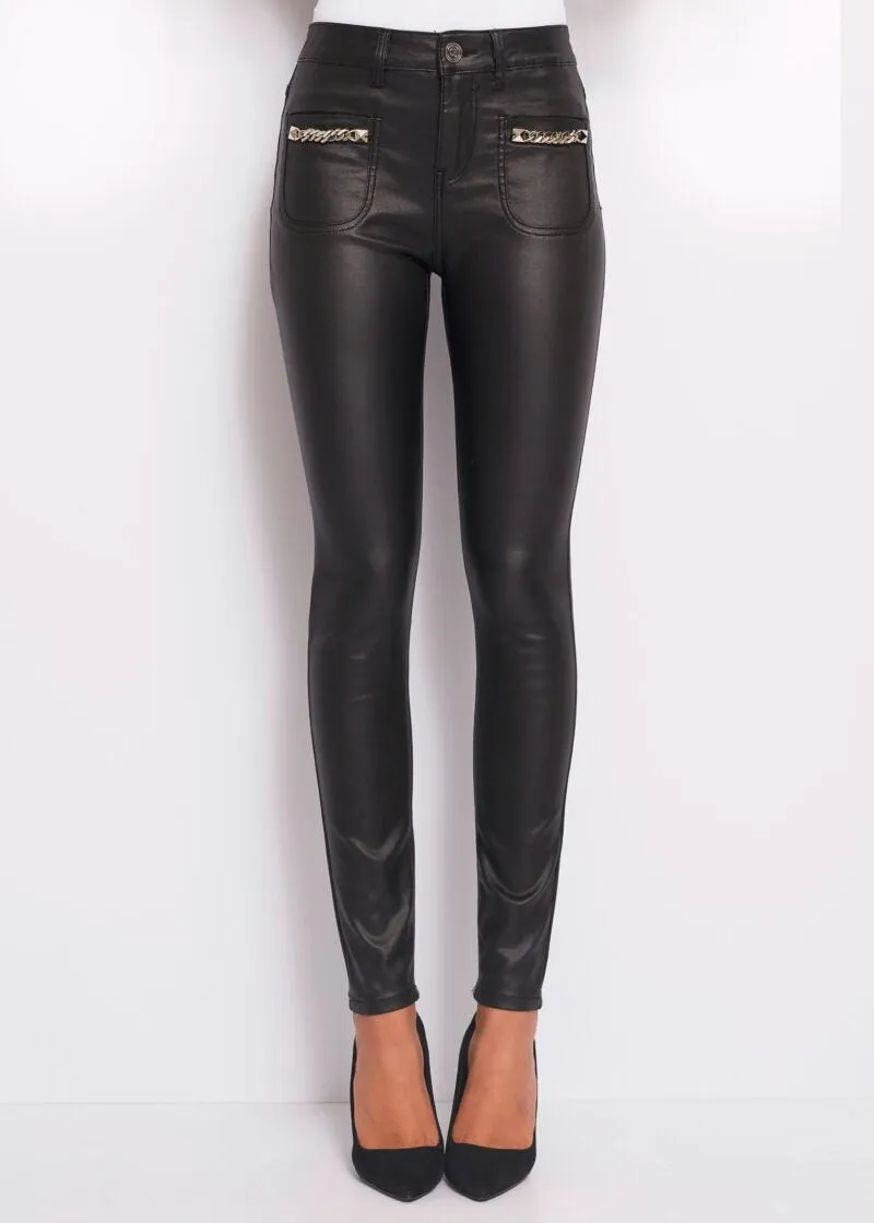 Pantaloni skinny in tessuto spalmato