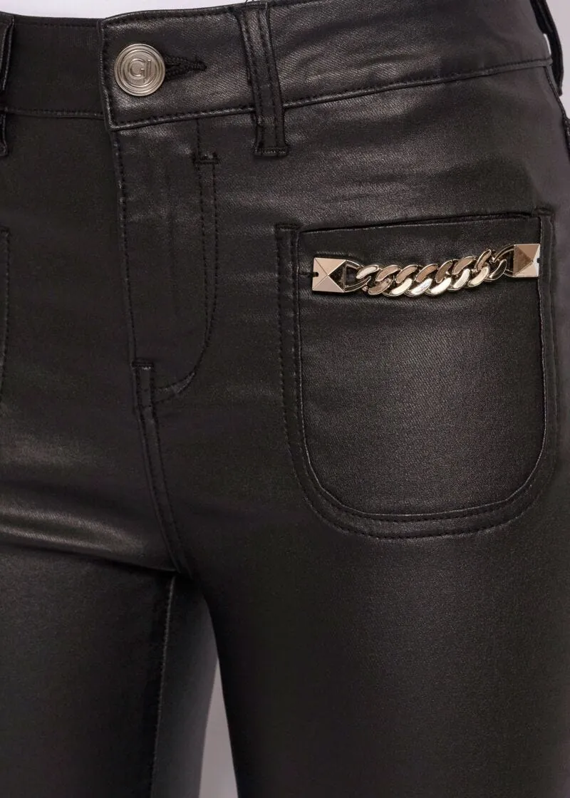 Pantaloni skinny in tessuto spalmato