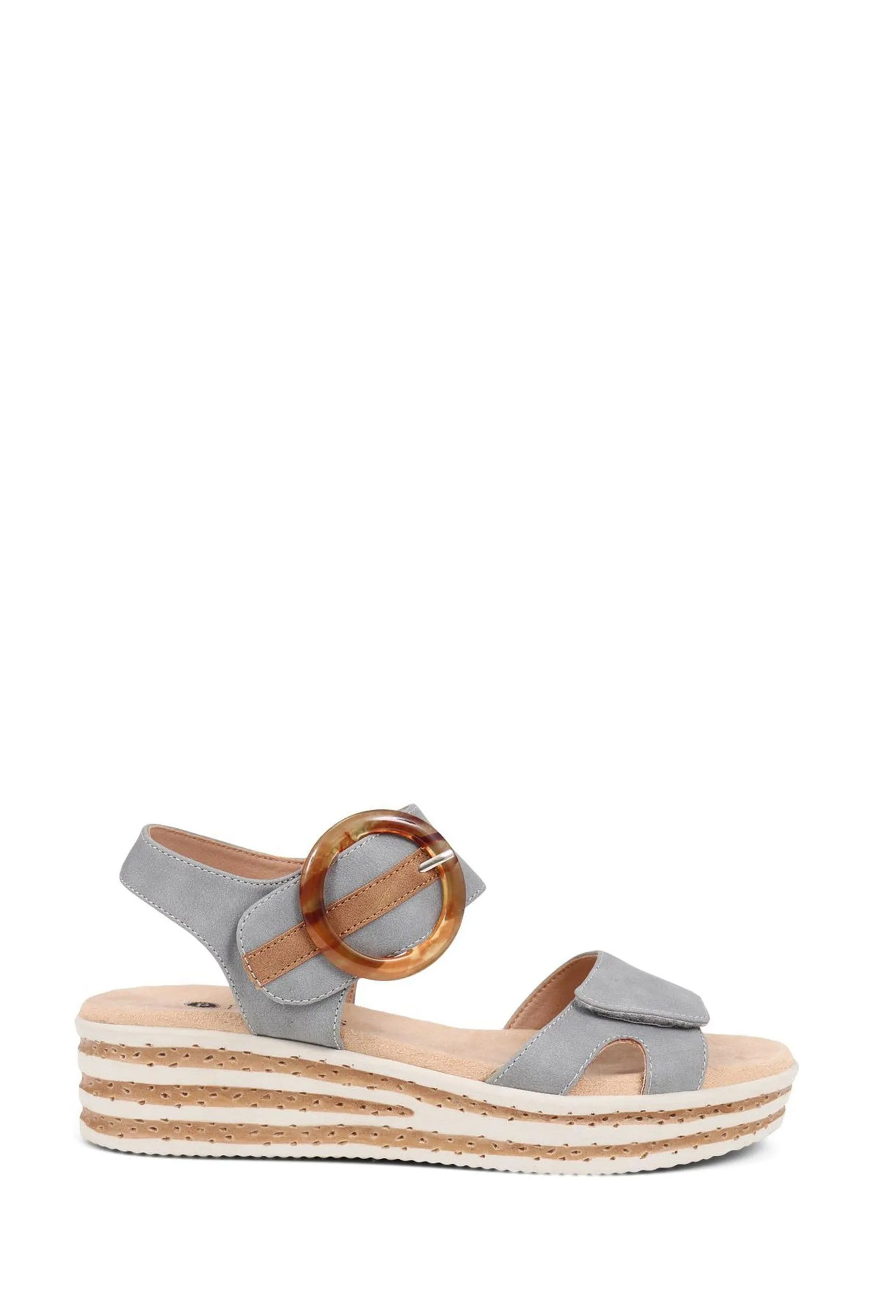 Pavers Blu - Sandali con zeppa e chiusura a mano