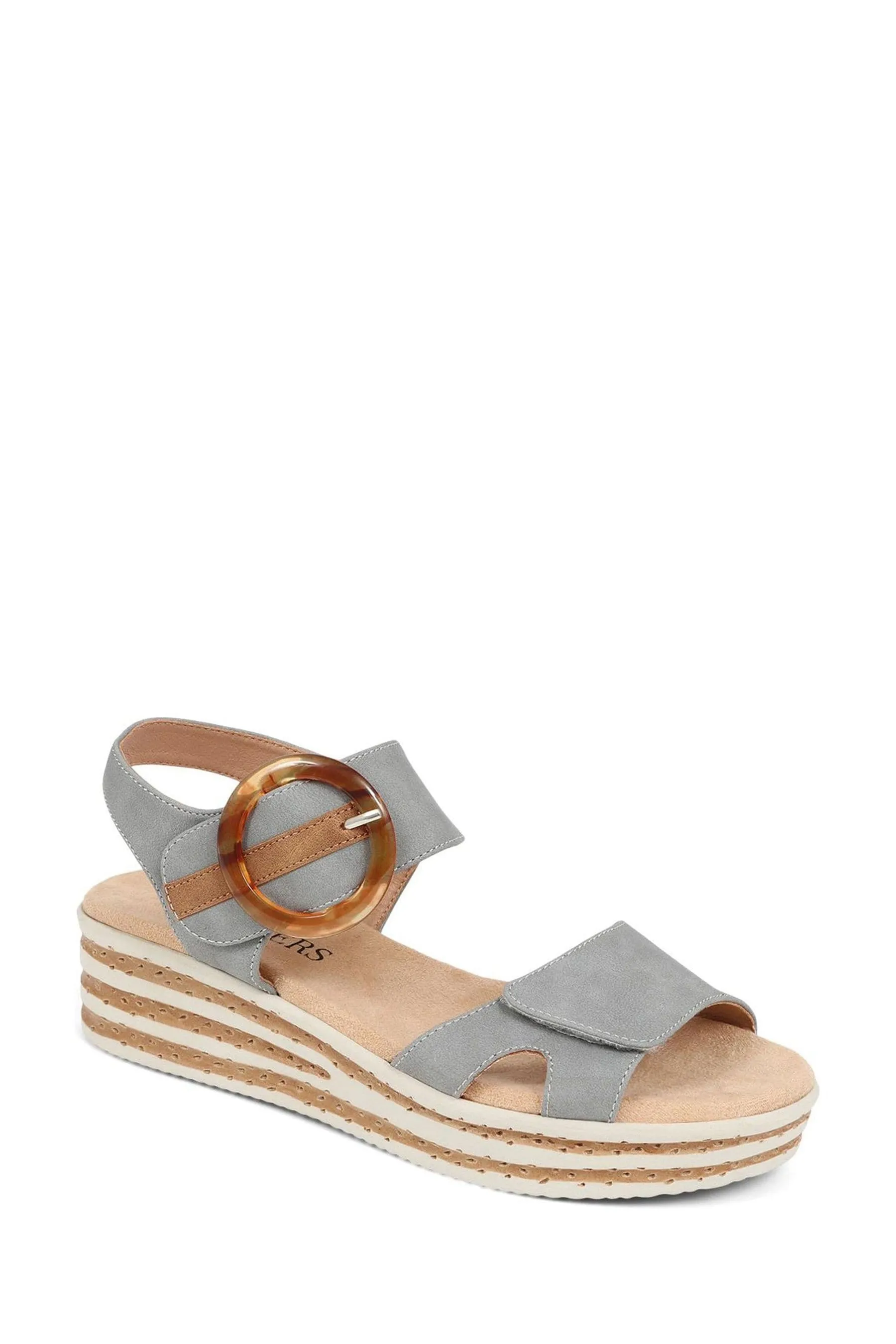 Pavers Blu - Sandali con zeppa e chiusura a mano