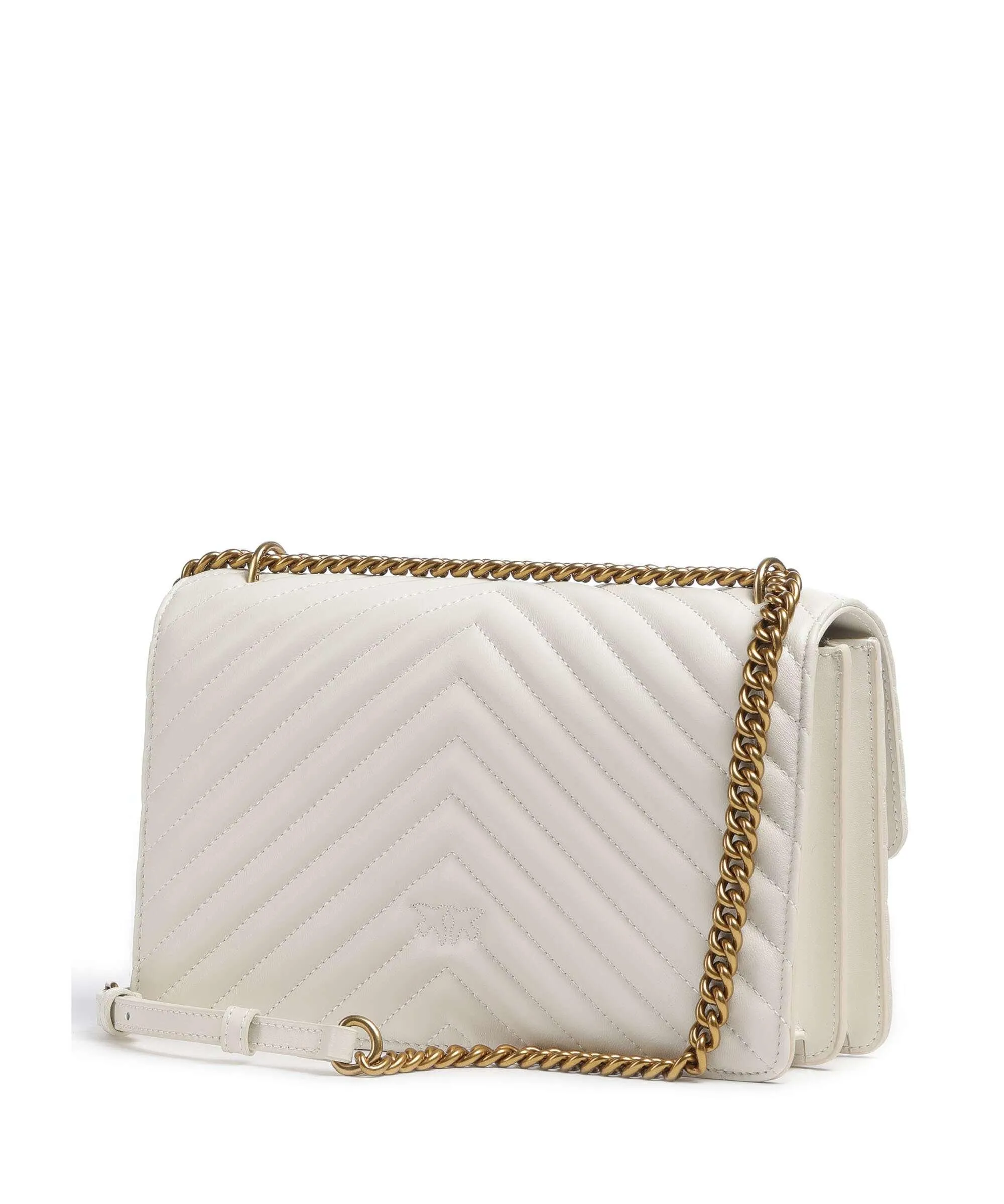  Pinko Love One Classic Borsa a spalla pelle di pecora bianco  