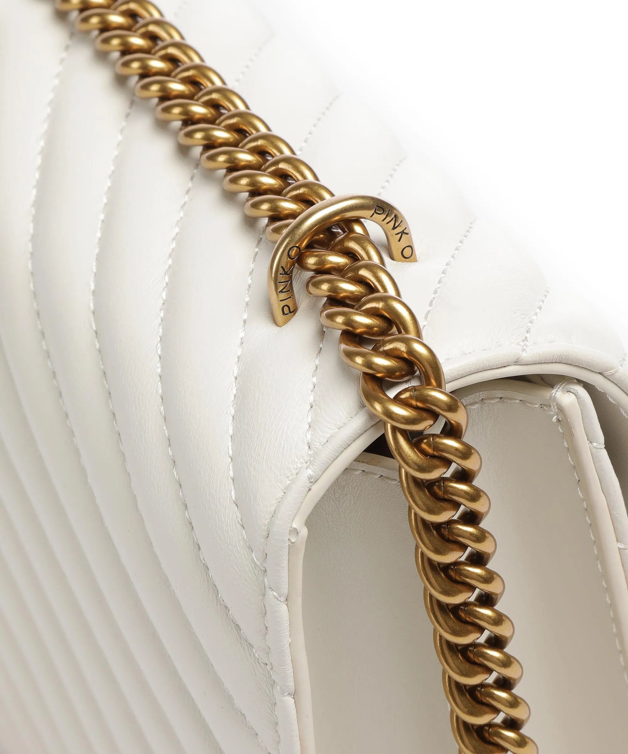  Pinko Love One Classic Borsa a spalla pelle di pecora bianco  