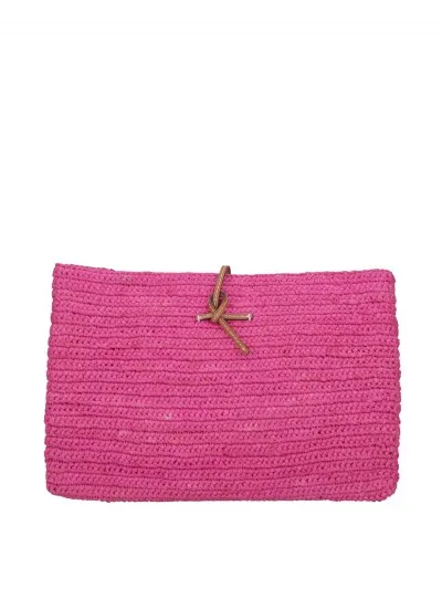 Pochette in raffia lavorata a mano Fucsia
