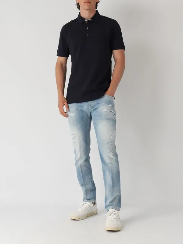 Polo uomo Fay slim fit in cotone stretch Navy
