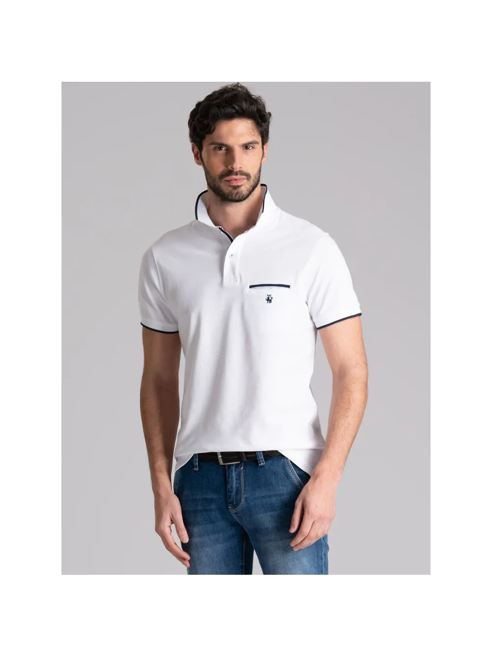 Polo uomo mezza manica tinta unita con taschino