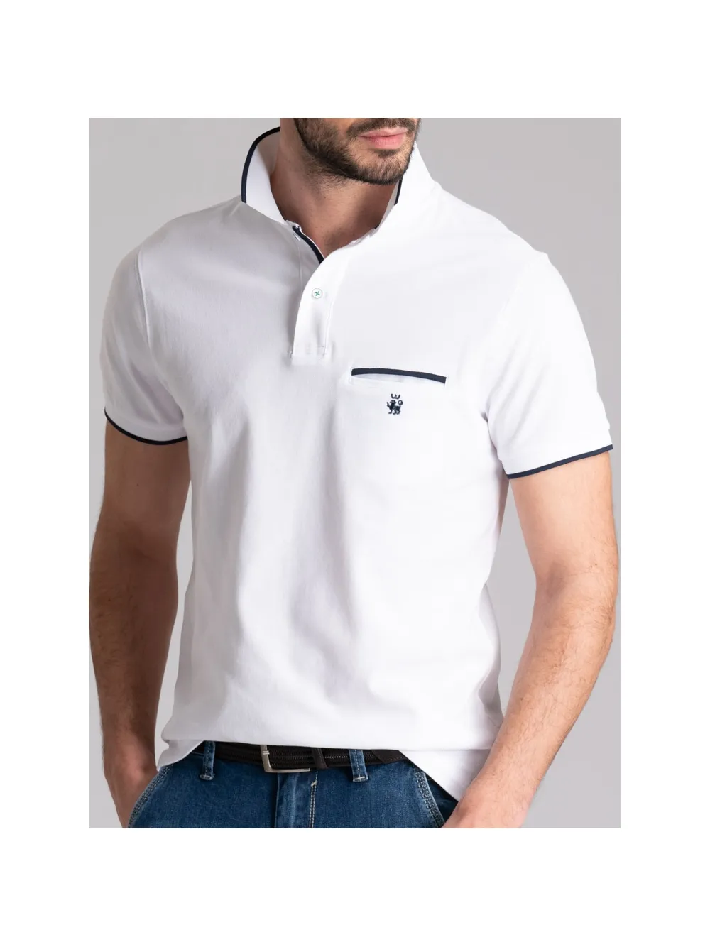 Polo uomo mezza manica tinta unita con taschino