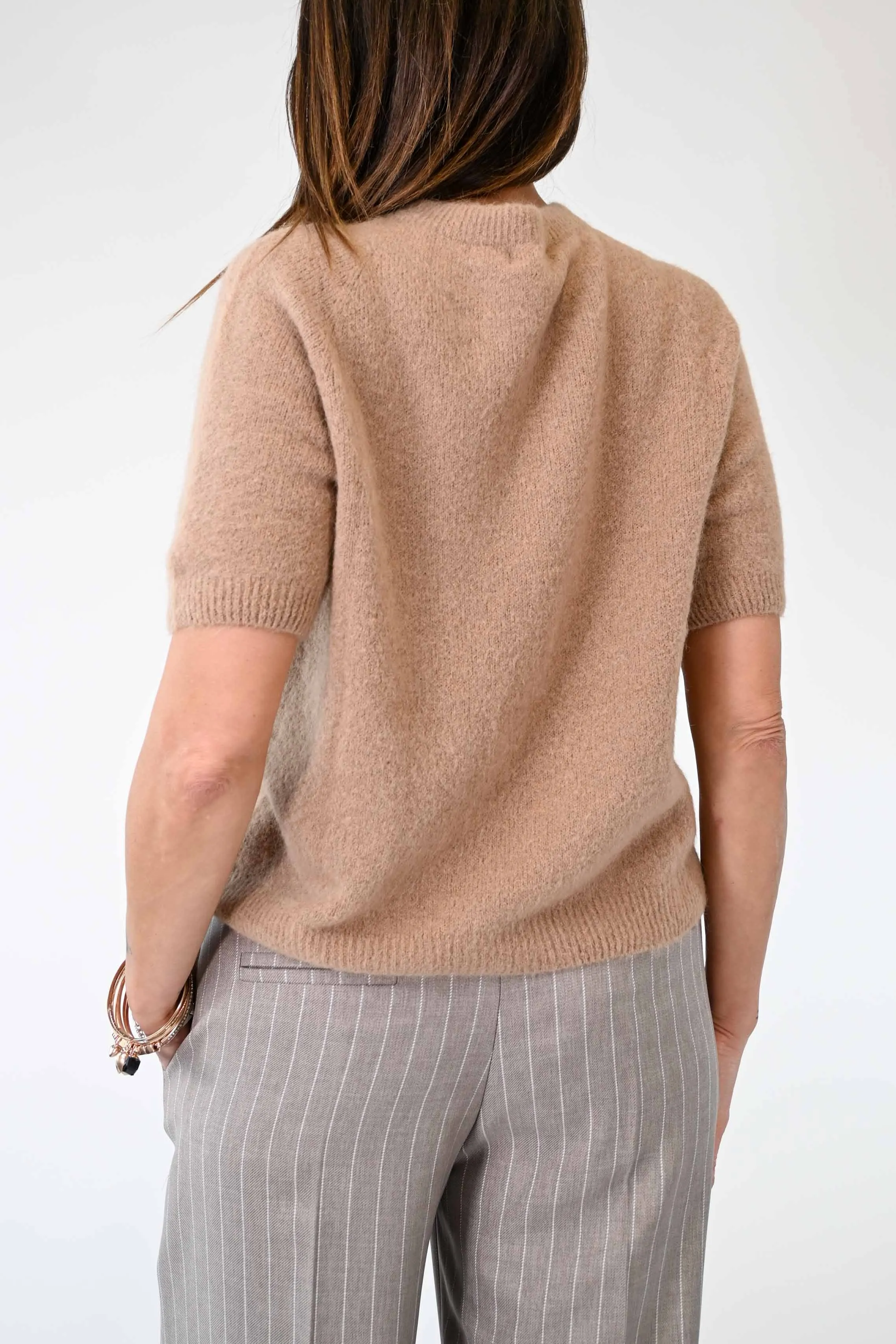 PULL MEZZA MANICA IN ALPACA COLOR CAMMELLO
