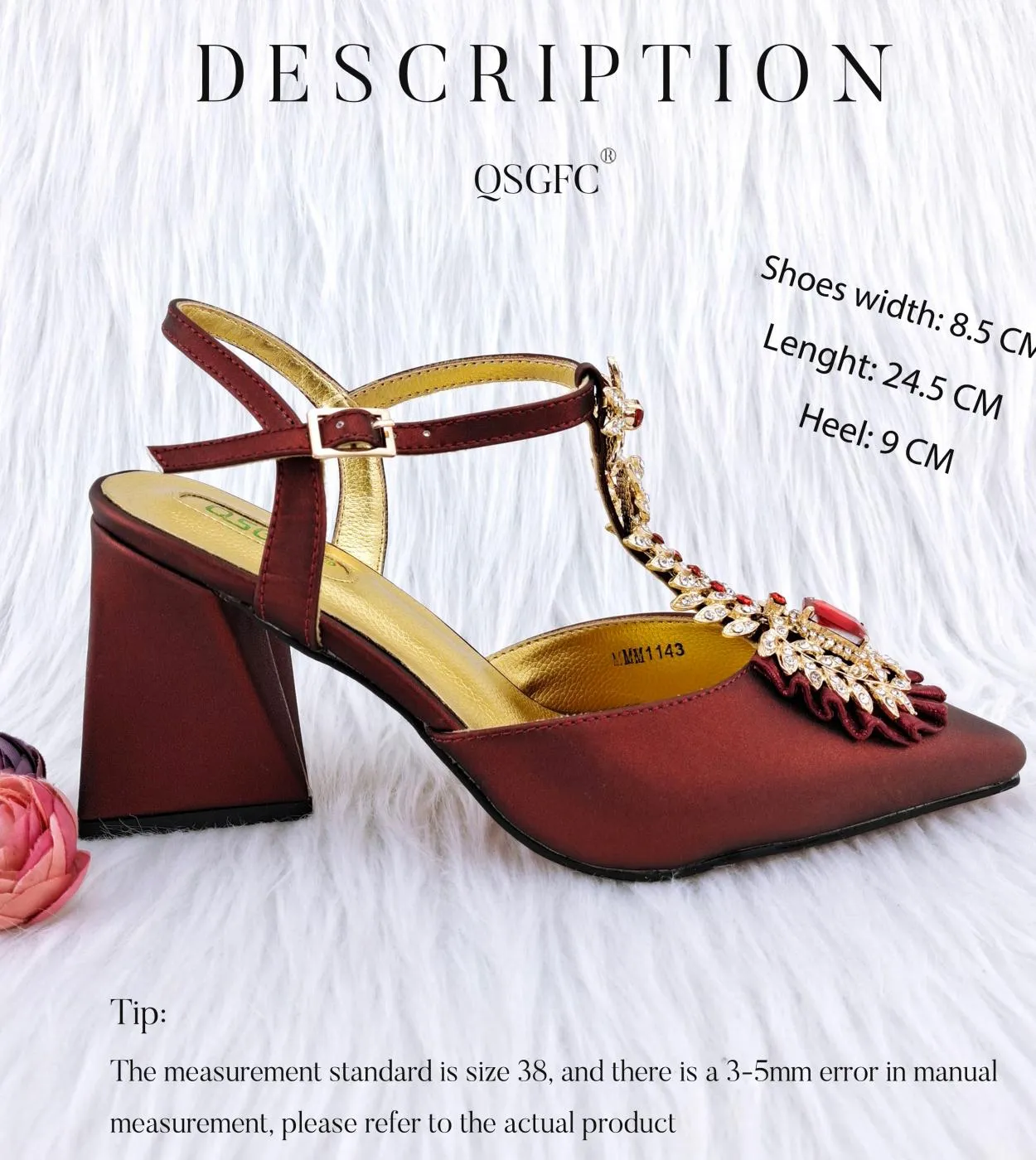 Qsgfc 2023 Ultimi vini distinti Eleganti tacchi alti Design popolare italiano Scarpe da donna africane Set di borse