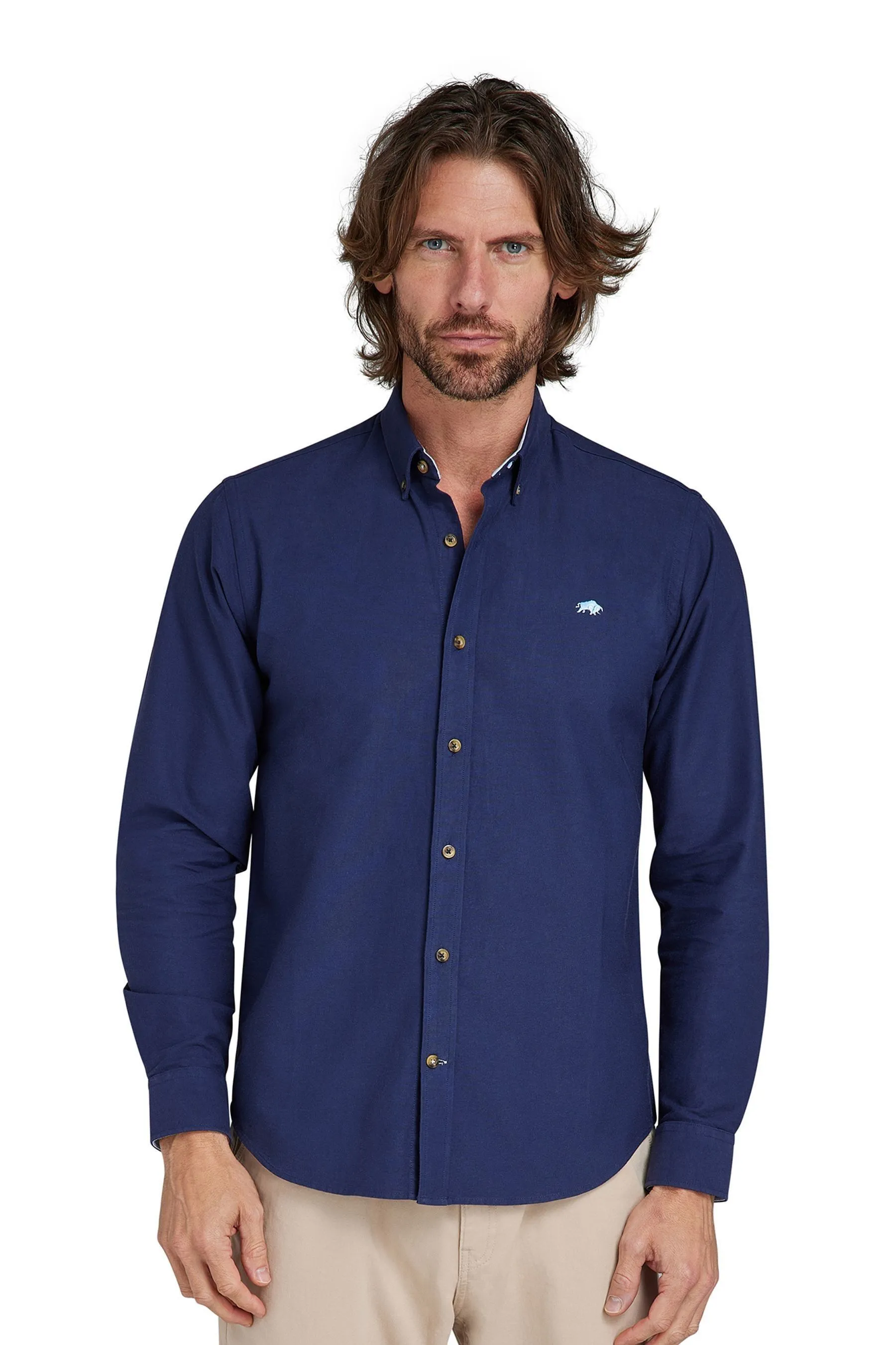 Raging Bull Blu - Camicia classica con Manica lunga Oxford
