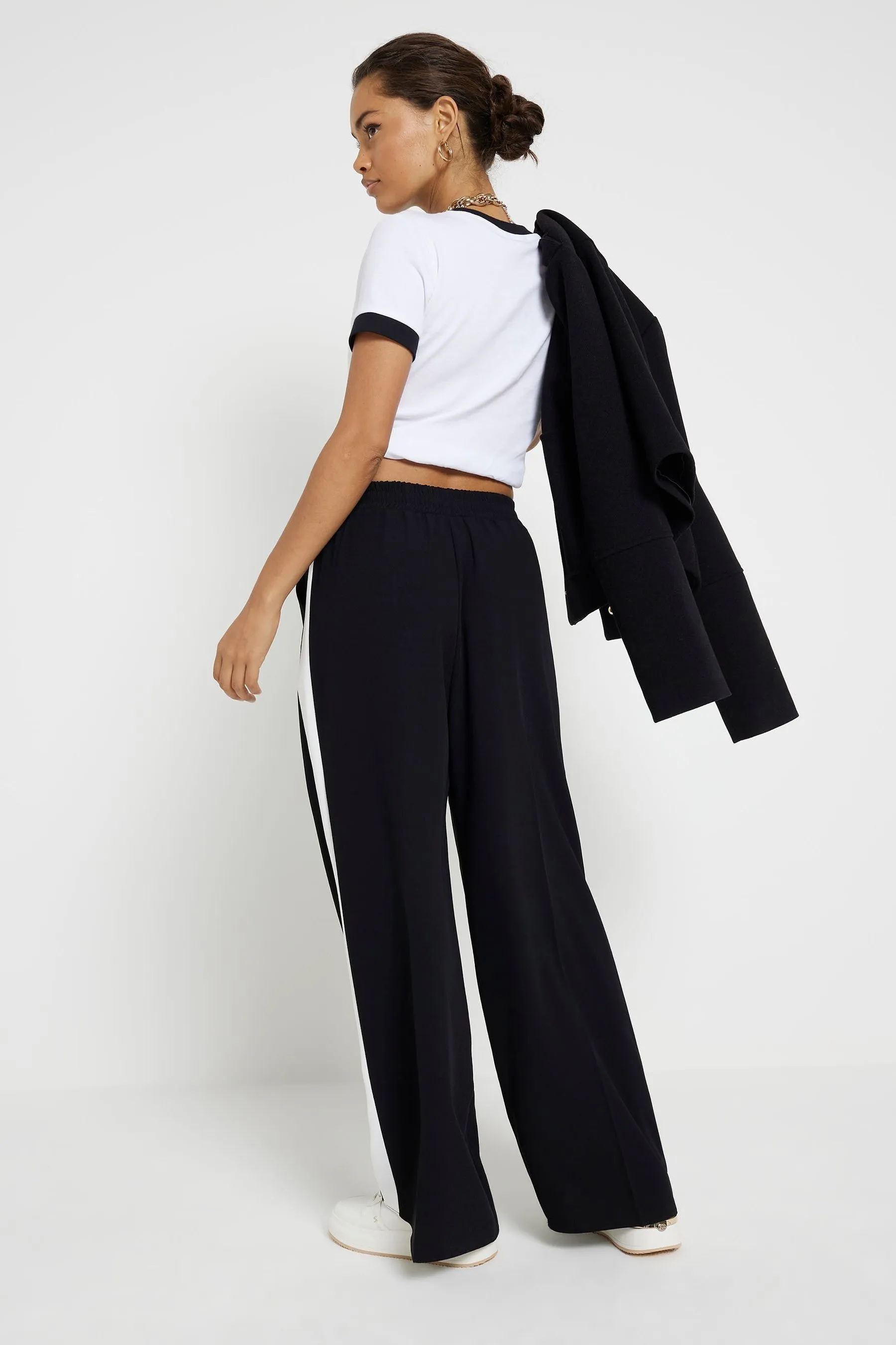 River Island Petite - A righe a fondo Pantaloni da jogging ampio