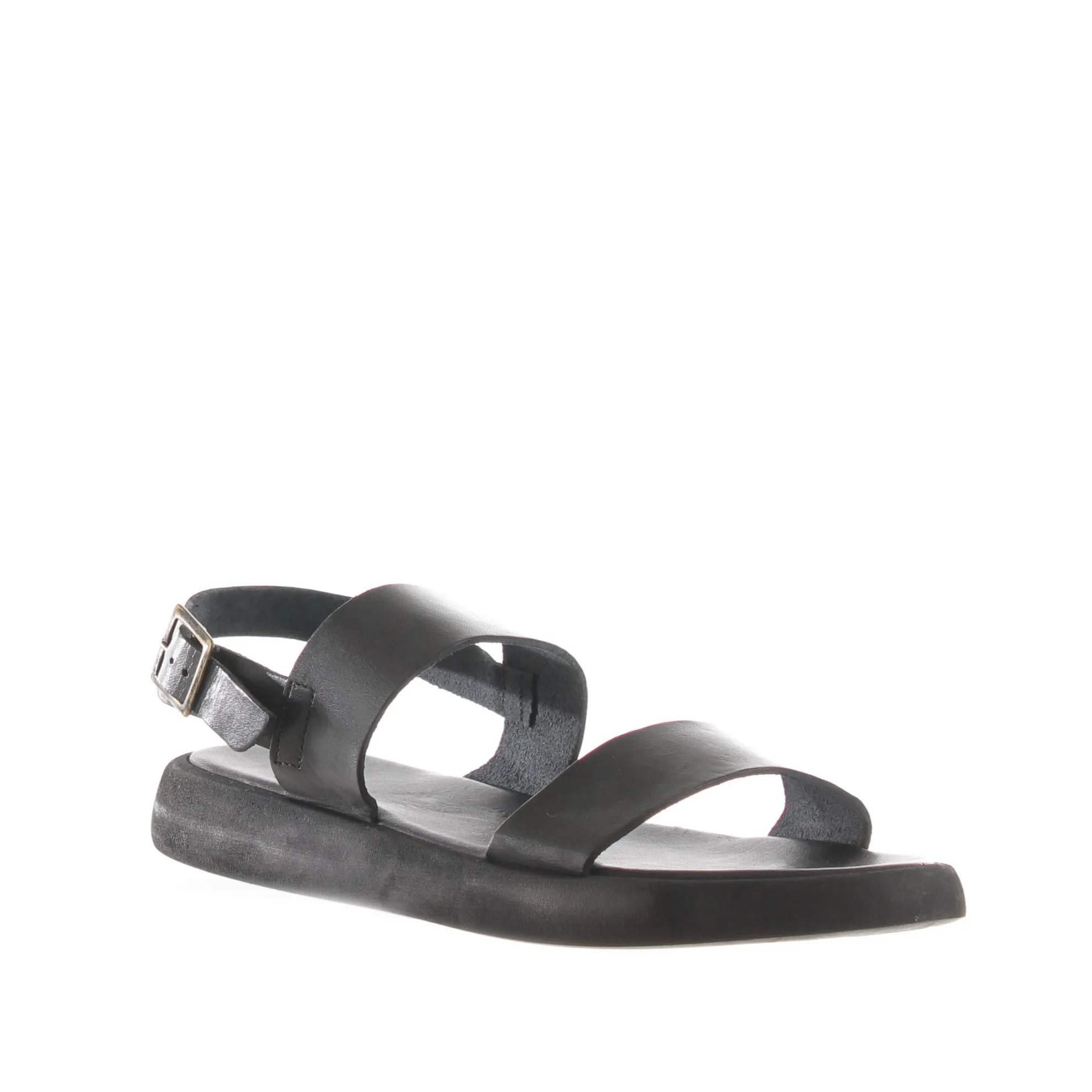Sandalo in pelle con doppia fascia e cinturino