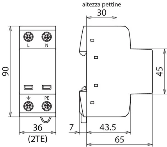 Scaricatore Combinato Per Reti Monofase Tt 2p 255 Dehn 941110