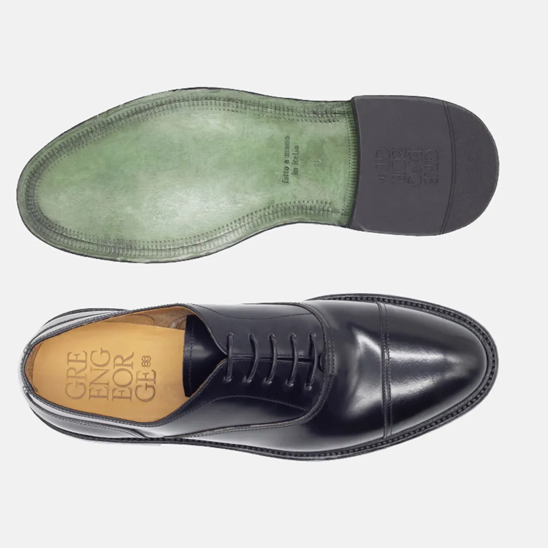 Scarpa stringata oxford Green George in pelle spazzolata nera