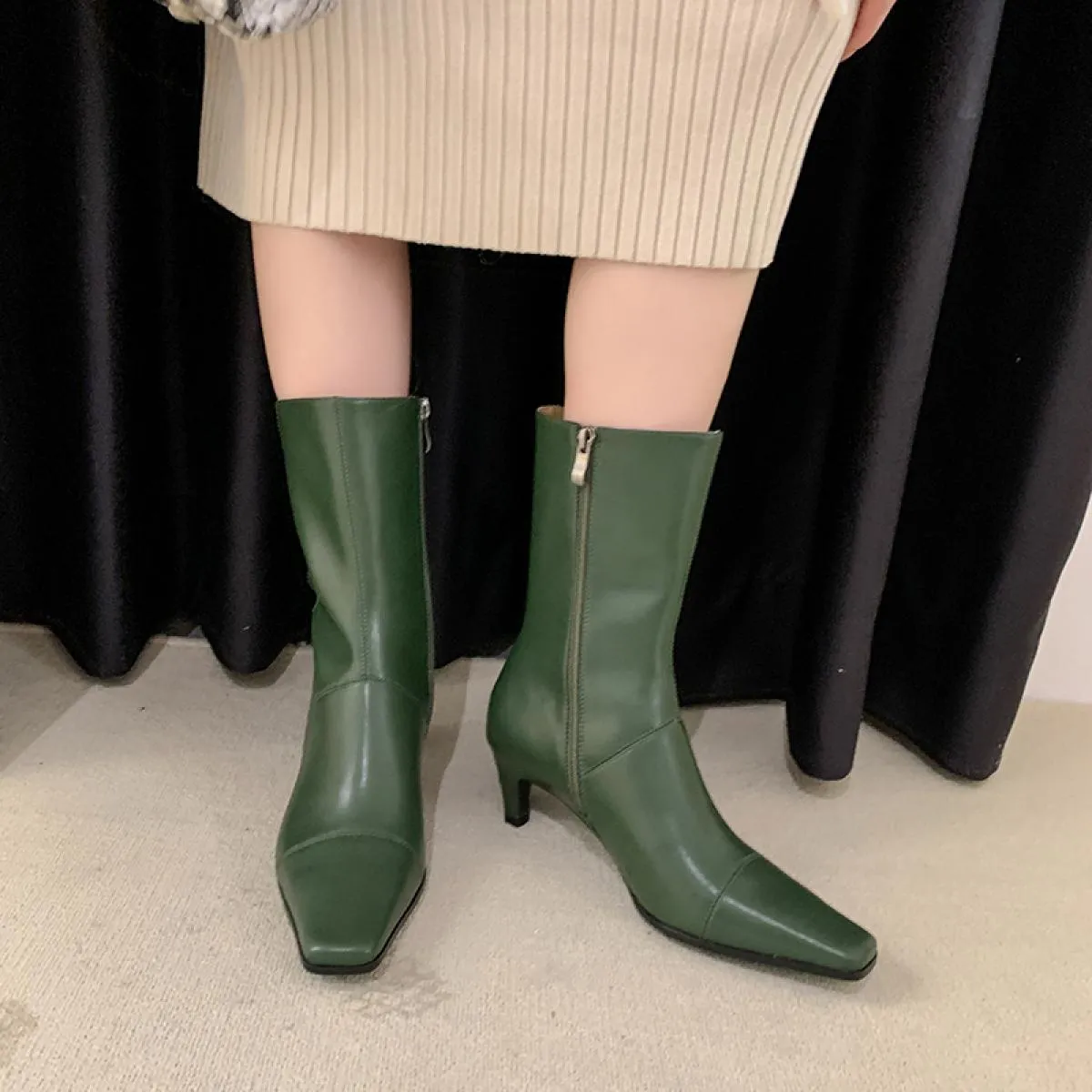 Scarpe con tacco alto in pelle Scarpe in pelle Stivali in pelle Stivali da donna 2023 Nuova primavera autunno
