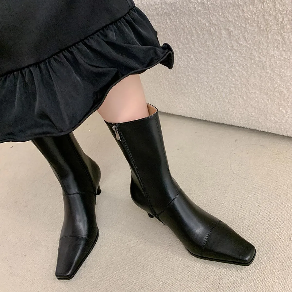 Scarpe con tacco alto in pelle Scarpe in pelle Stivali in pelle Stivali da donna 2023 Nuova primavera autunno