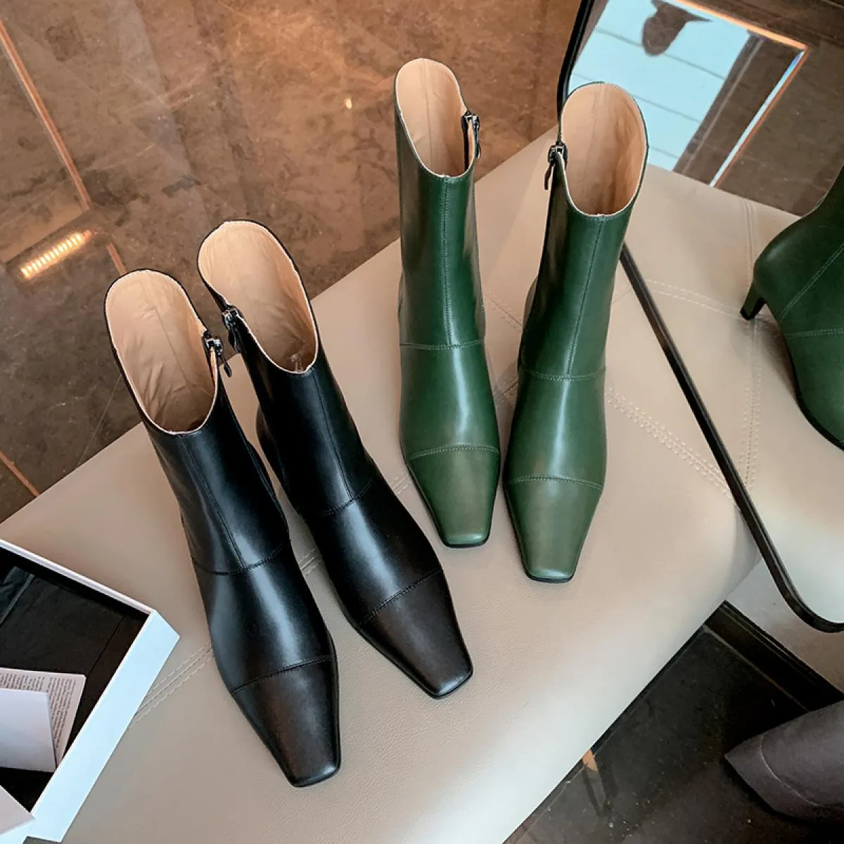 Scarpe con tacco alto in pelle Scarpe in pelle Stivali in pelle Stivali da donna 2023 Nuova primavera autunno