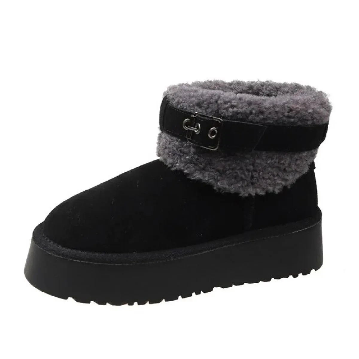 Scarpe da donna alla moda con top in velluto stivali caldi alla caviglia e da neve stivali corti piatti invernali con tacco medi